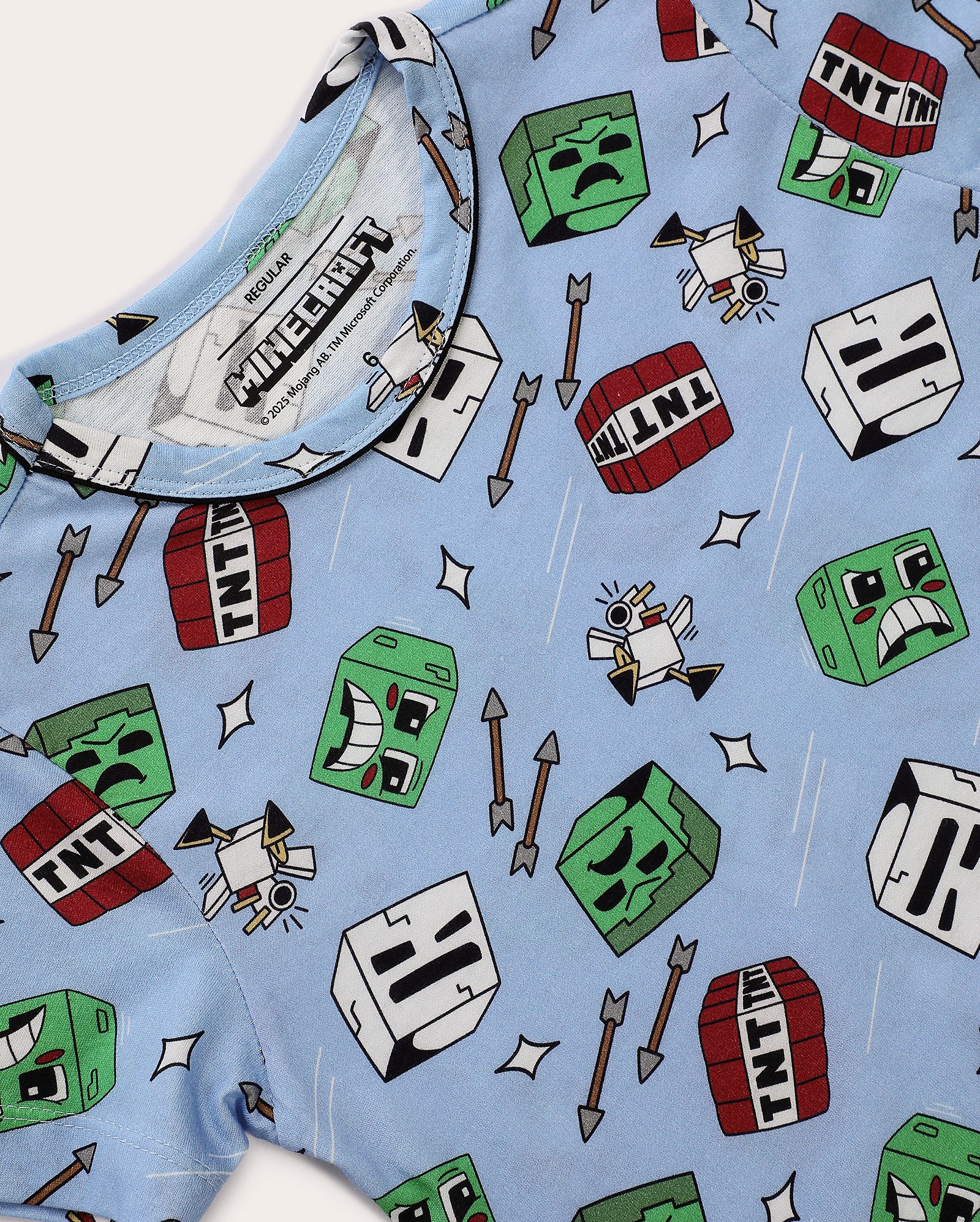 Pijama curto infantojuvenil estampado 6-14A azul | Minecraft