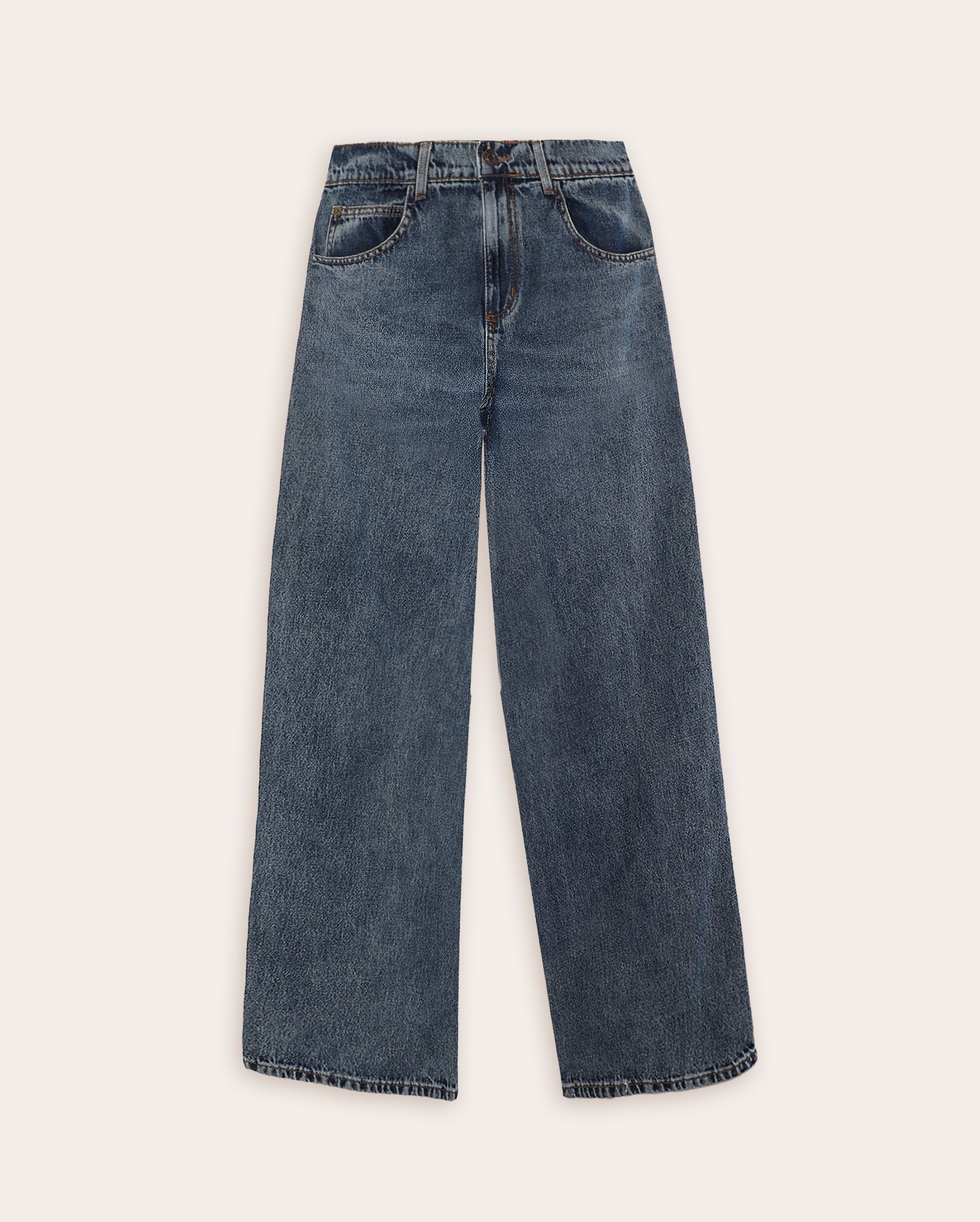 Calça jeans juvenil barrel estonada - denim escuro
