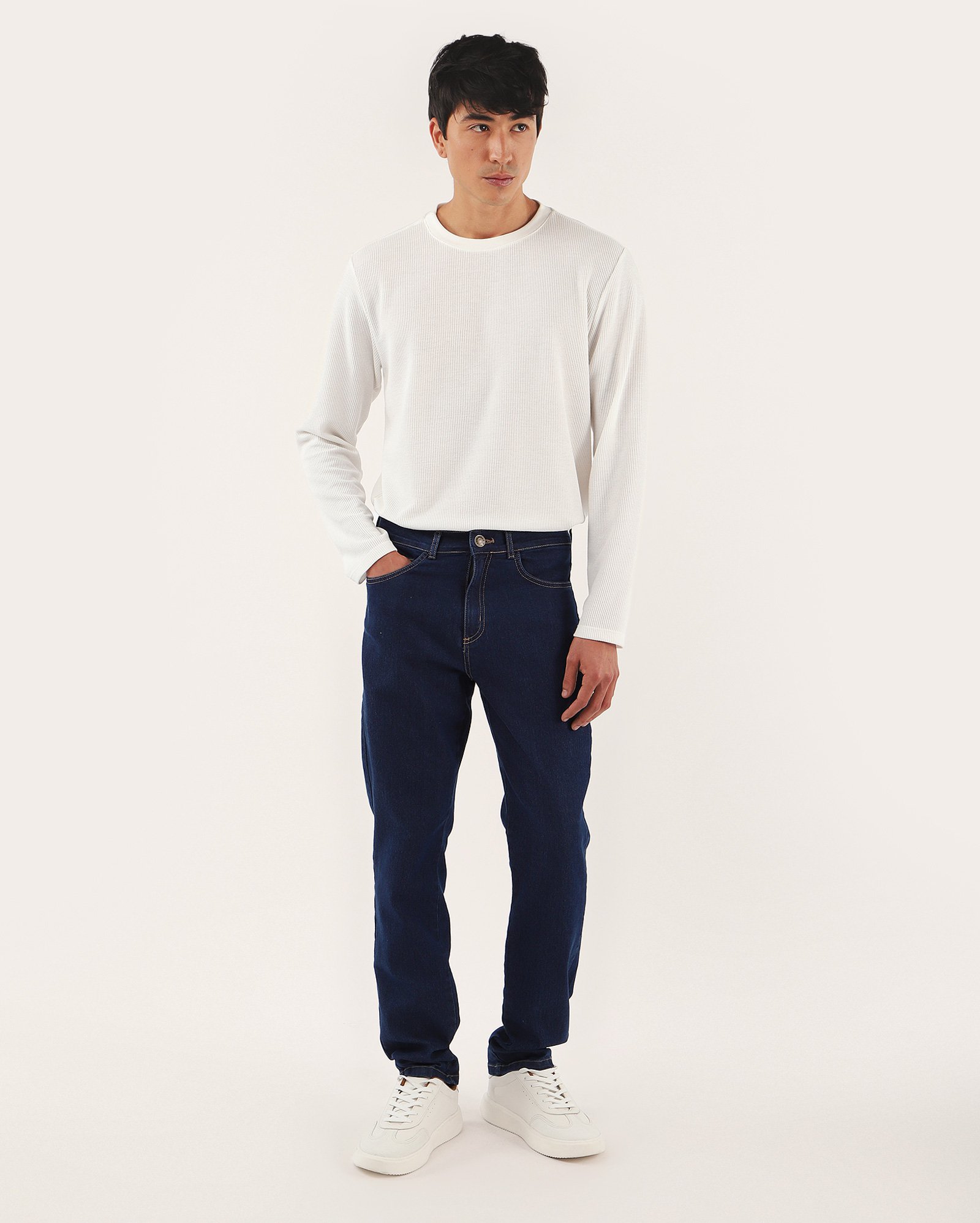 Calça jeans masculina slim com bolsos - denim escuro | Pool Jeans