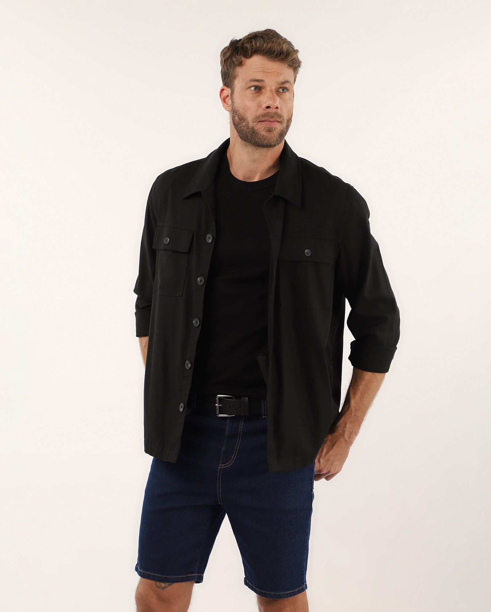 Bermuda jeans masculina slim denim escuro | Pool Jeans