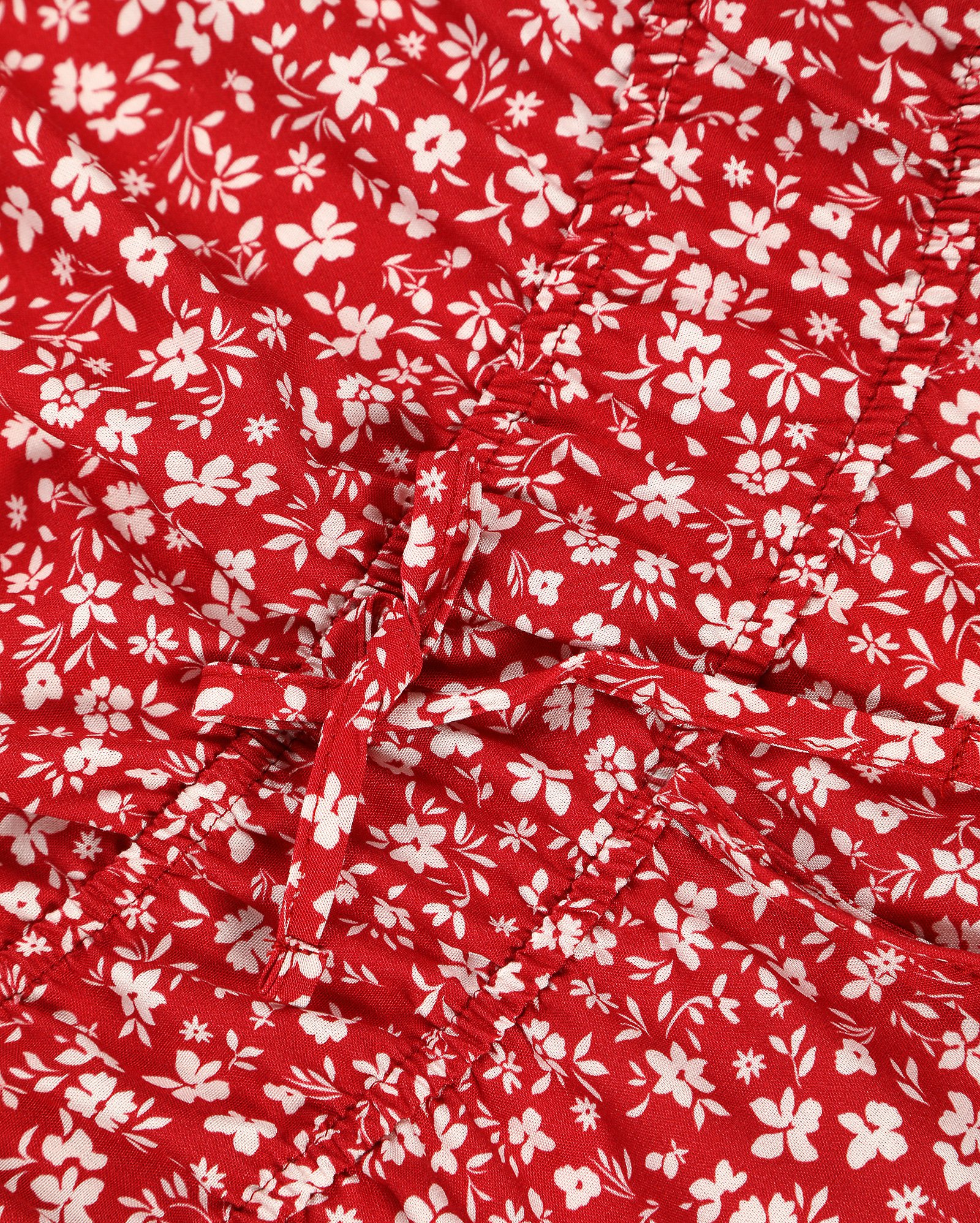 Regata cropped juvenil floral liberty e amarração - Vermelha