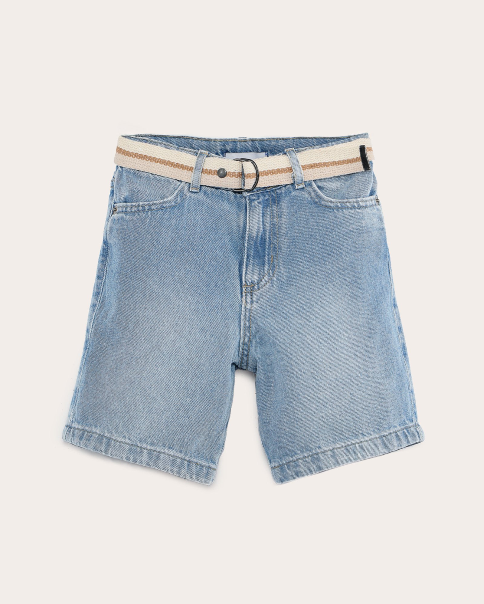 Bermuda jeans infantil reta com cinto 4-10A - denim claro
