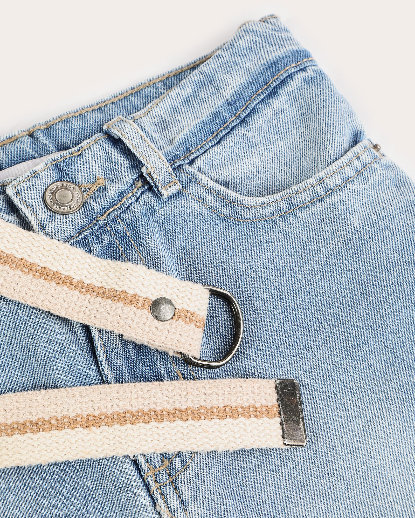 Bermuda jeans infantil reta com cinto 4-10A - denim claro