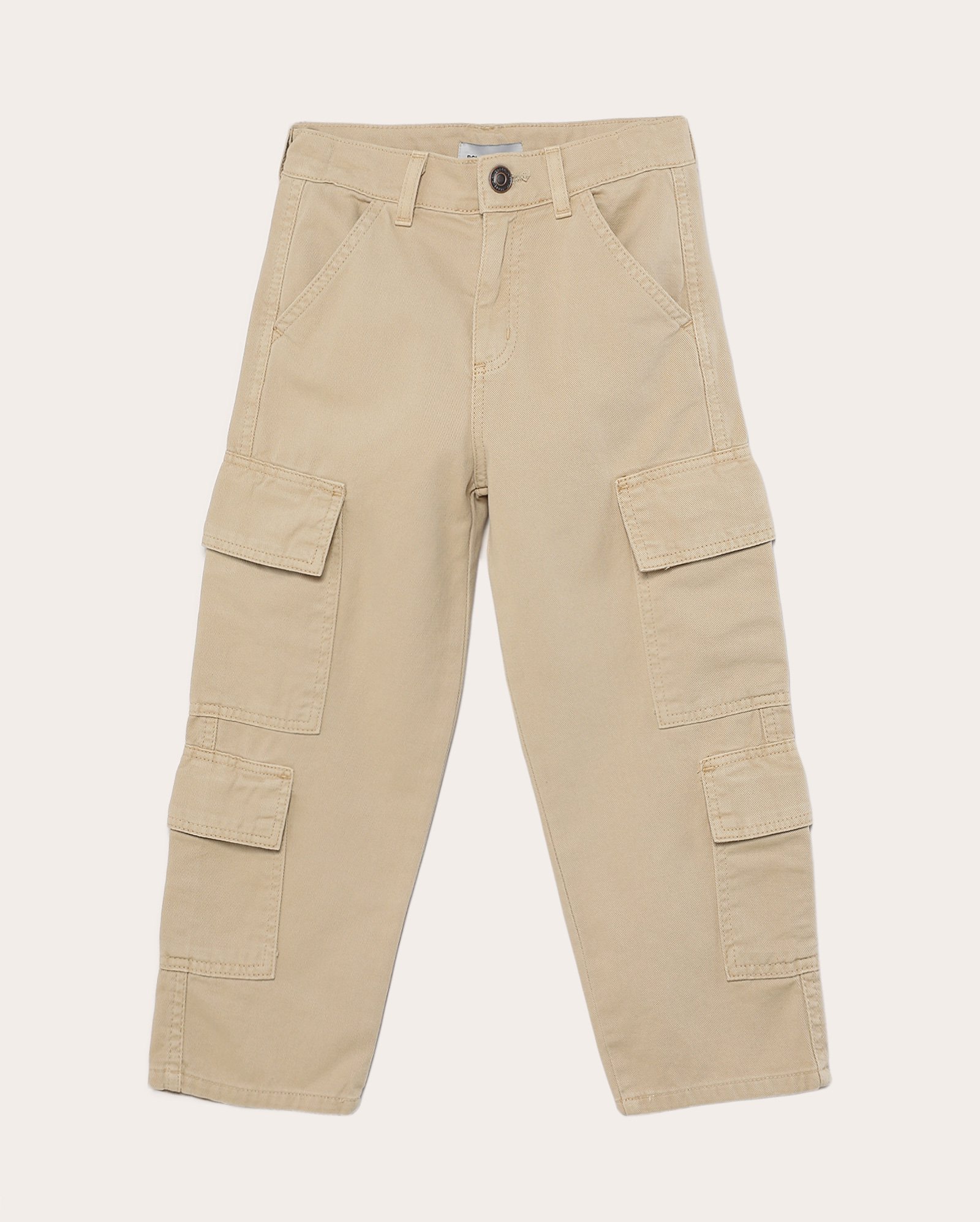 Calça sarja infantil skater bolsos cargo 4-14A - bege