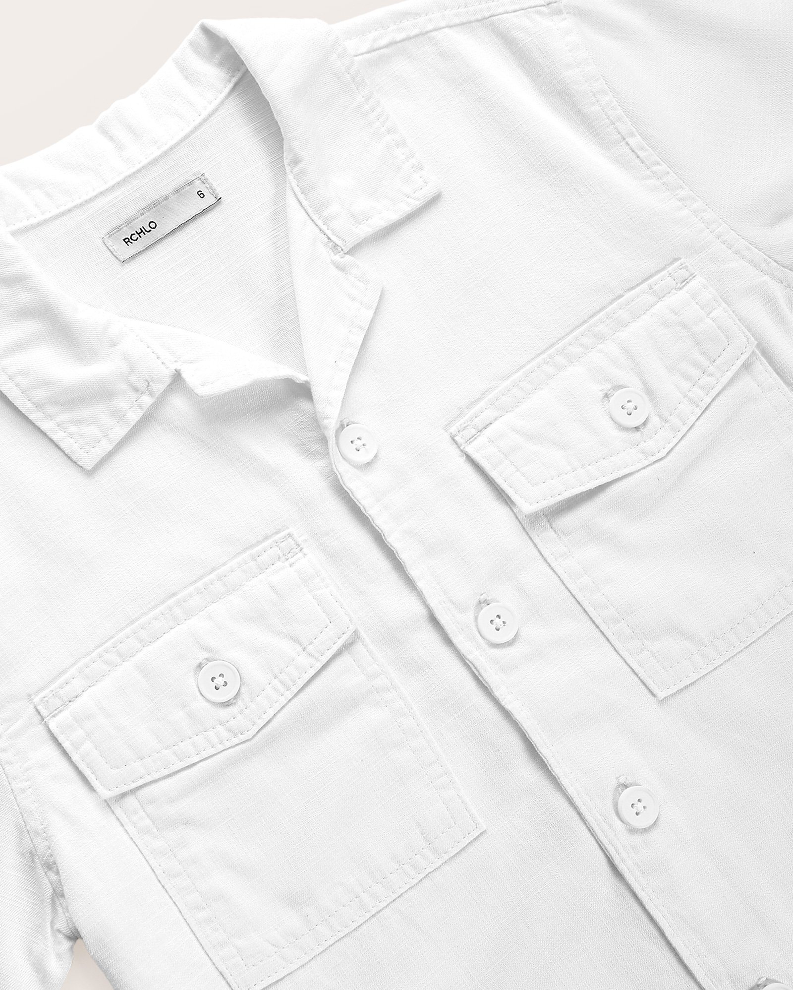Camisa sarja infantil com bolsos cargo 4-10A - off-white — foto 2
