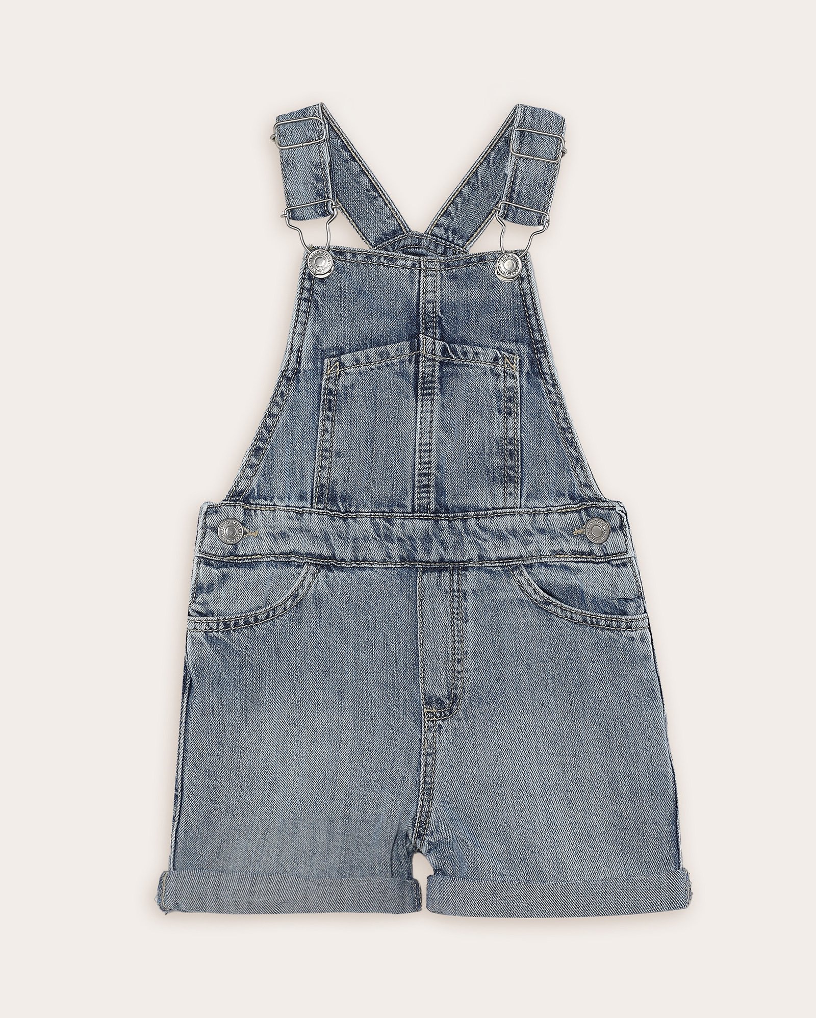 Jardineira jeans infantil regular com bolso 1-4A - denim médio