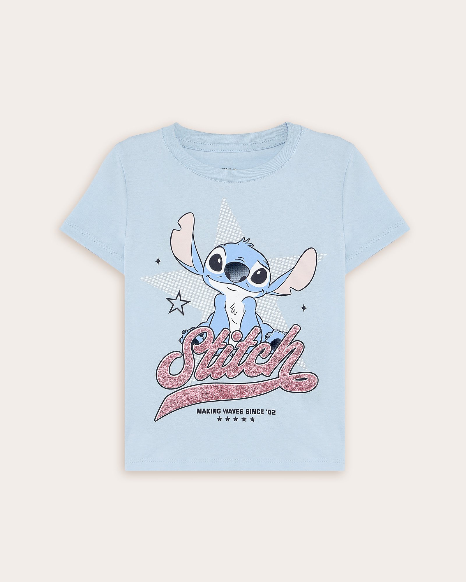 Camiseta infantil estrela Stitch com glitter 4-10A - azul | Disney