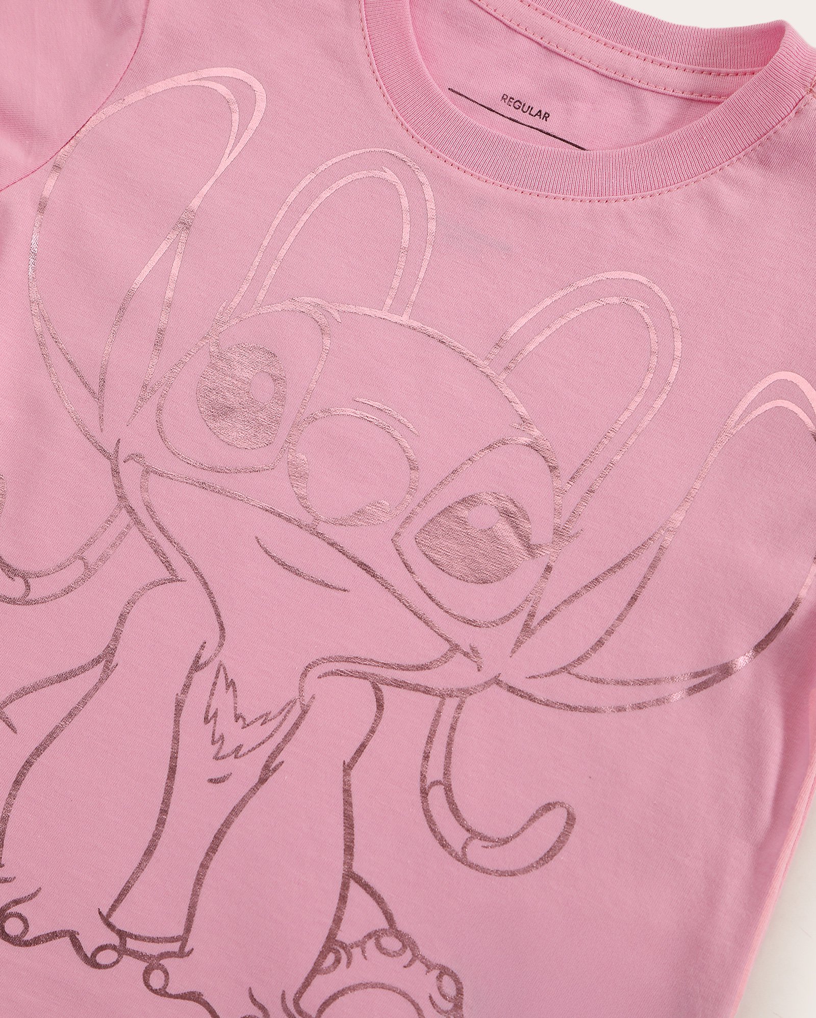 Camiseta infantil Angel metalizada 4-10A - Rosa | Disney