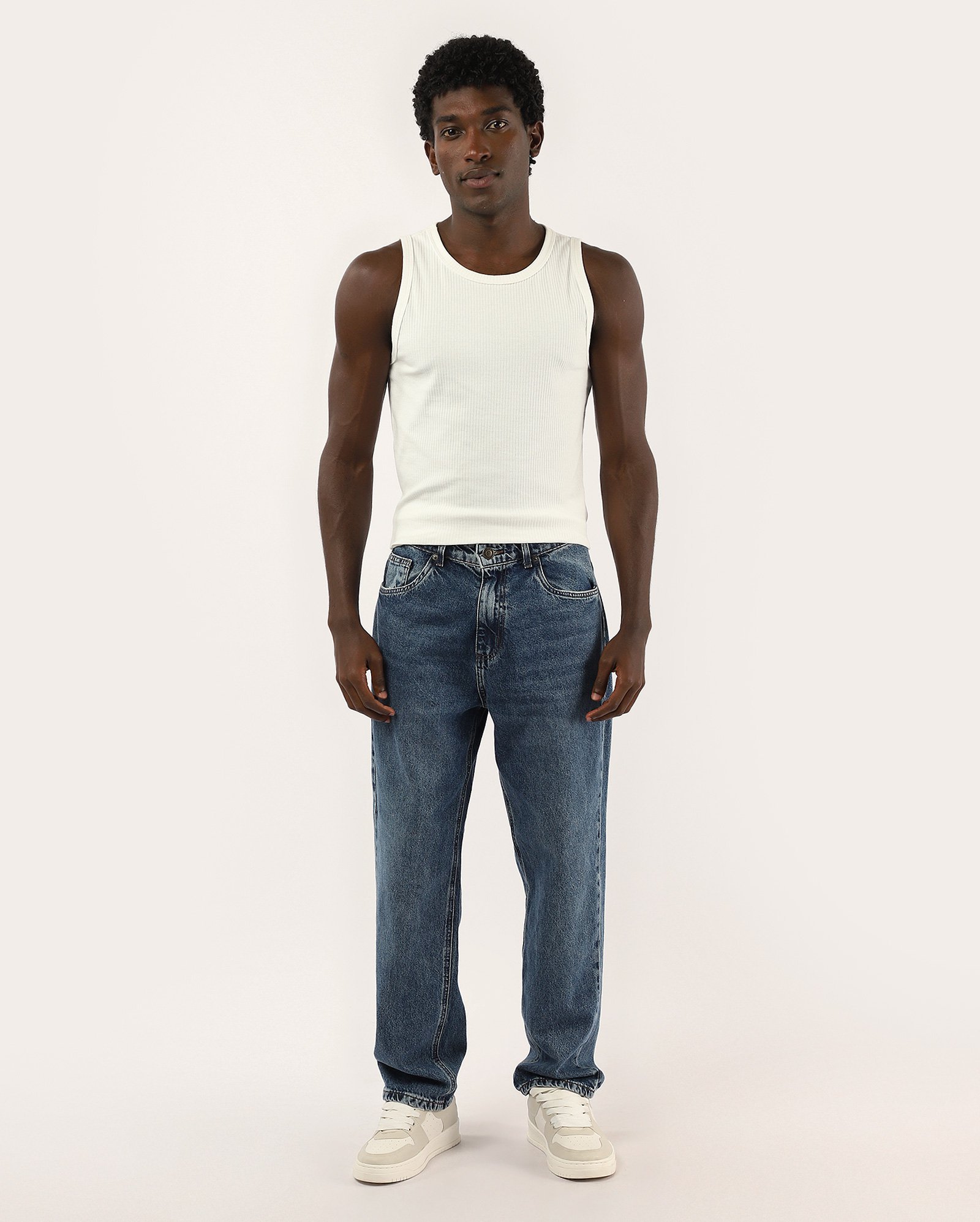 Calça black jeans masculina baggy estonada - Jeans Escuro | Pool Jeans
