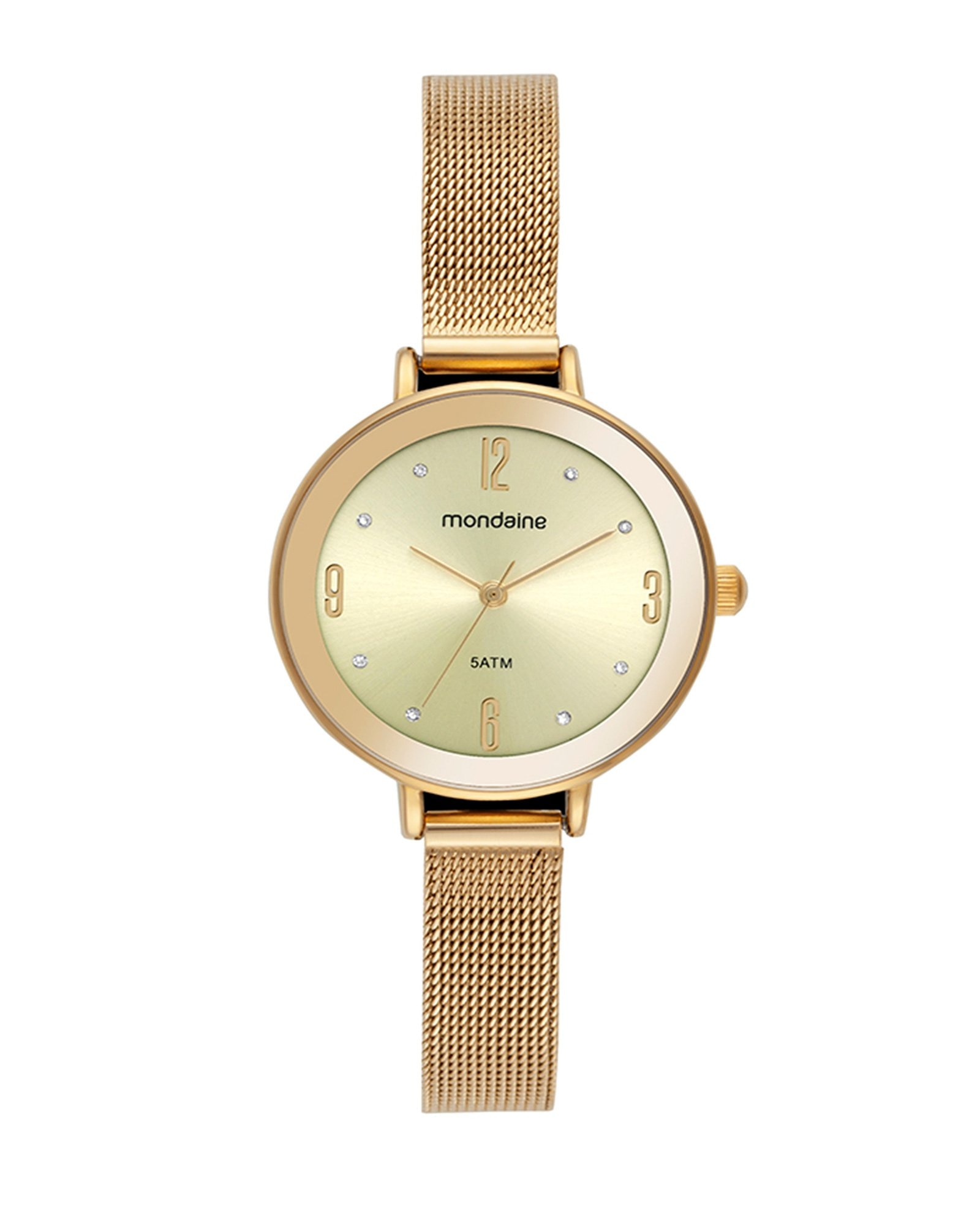 Kit relógio analógico feminino 32873LPMKDE1K1 + colar dourado | Mondaine