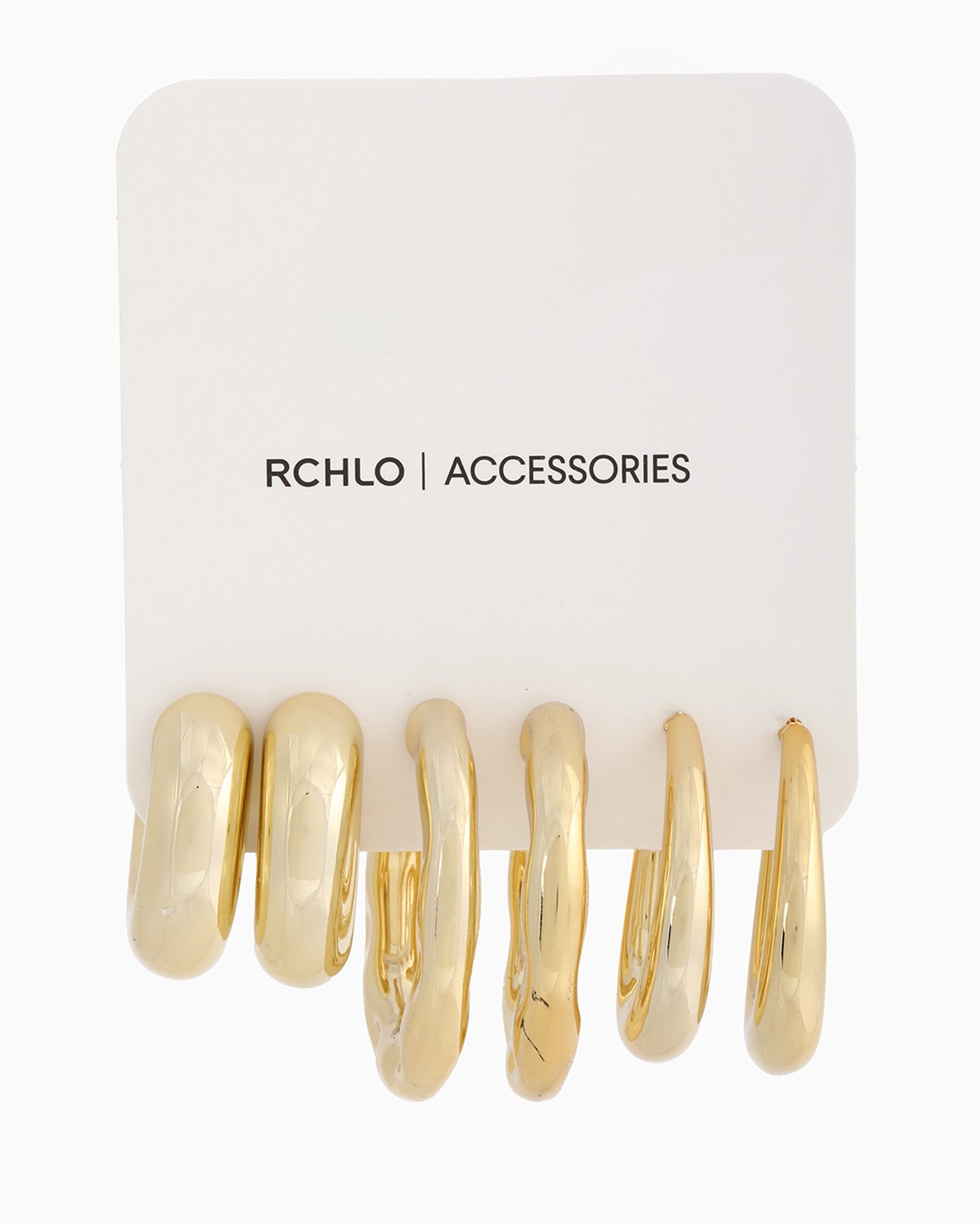 Kit brinco feminino 3 pares argolas martelada dourado | Accessori