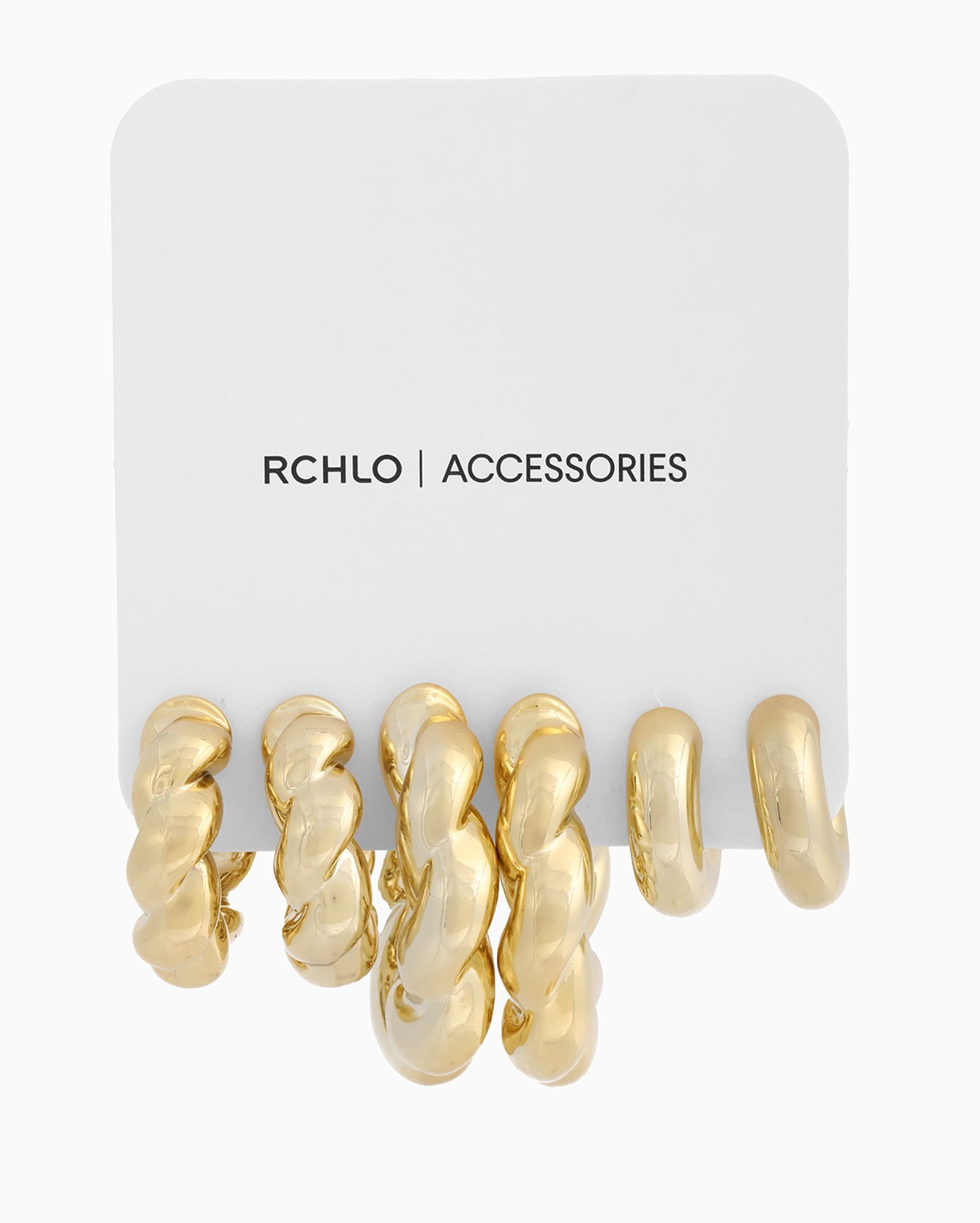 Kit brinco feminino 3 pares diversos torcido dourado | Accessori