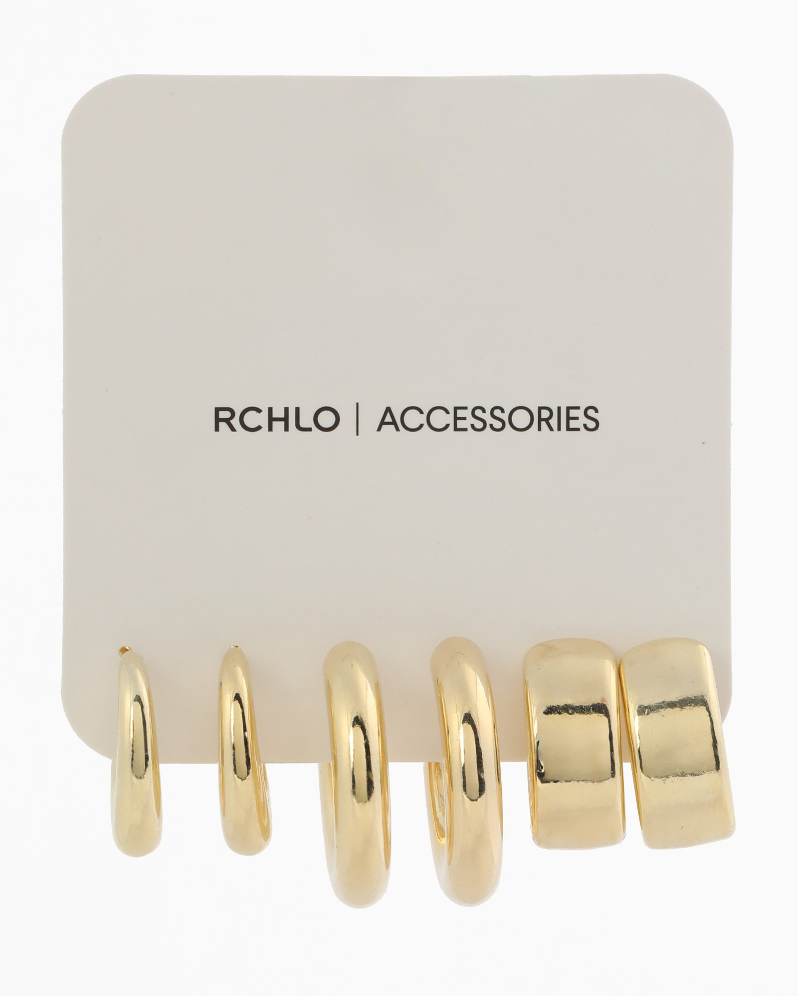 Kit brinco feminino 3 pares argolas - dourado