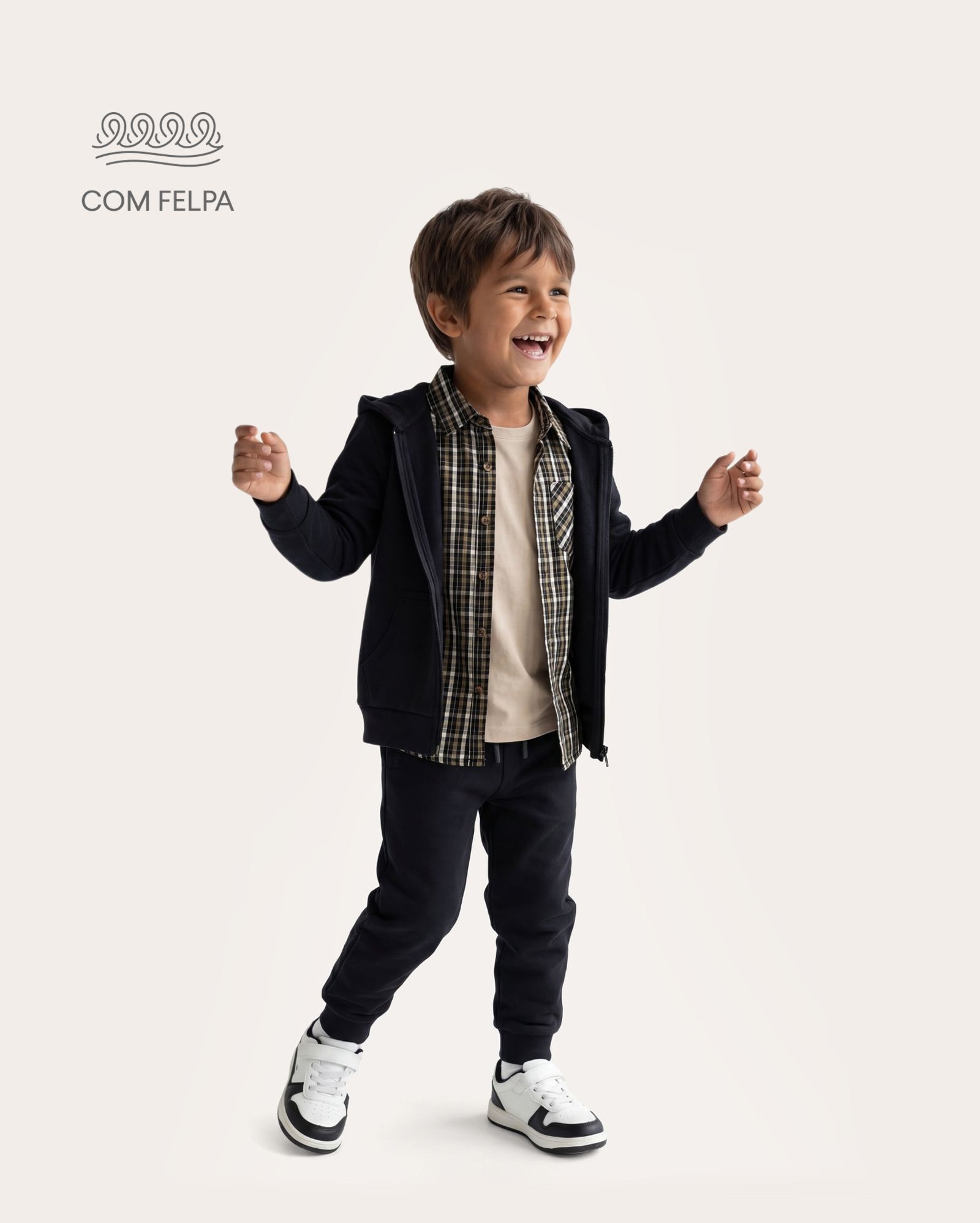 Calça de moletom infantil jogger com felpa 1-6A - Azul Escuro