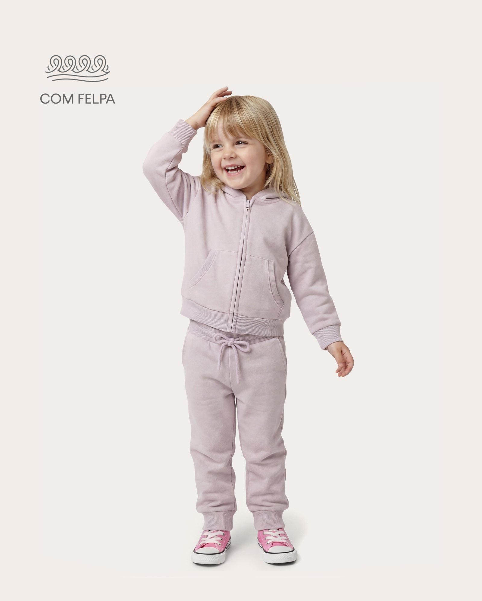 Calça de moletom infantil com felpa 1-6A - Lilás