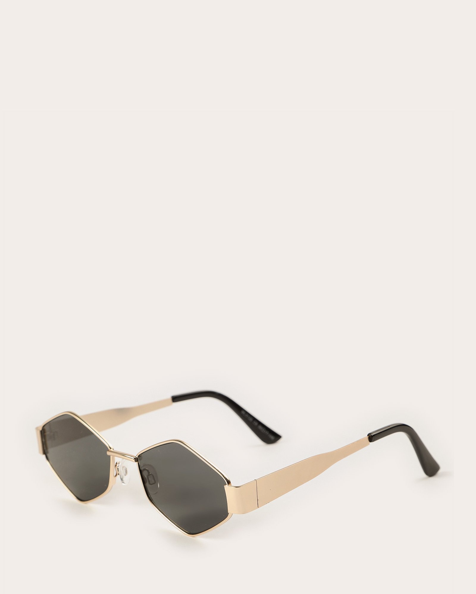 Óculos de sol feminino hexagonal em metal - dourado