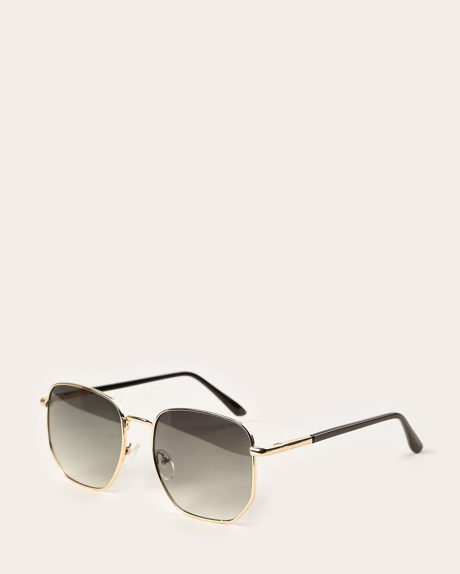 Óculos de sol feminino hexagonal em metal - dourado