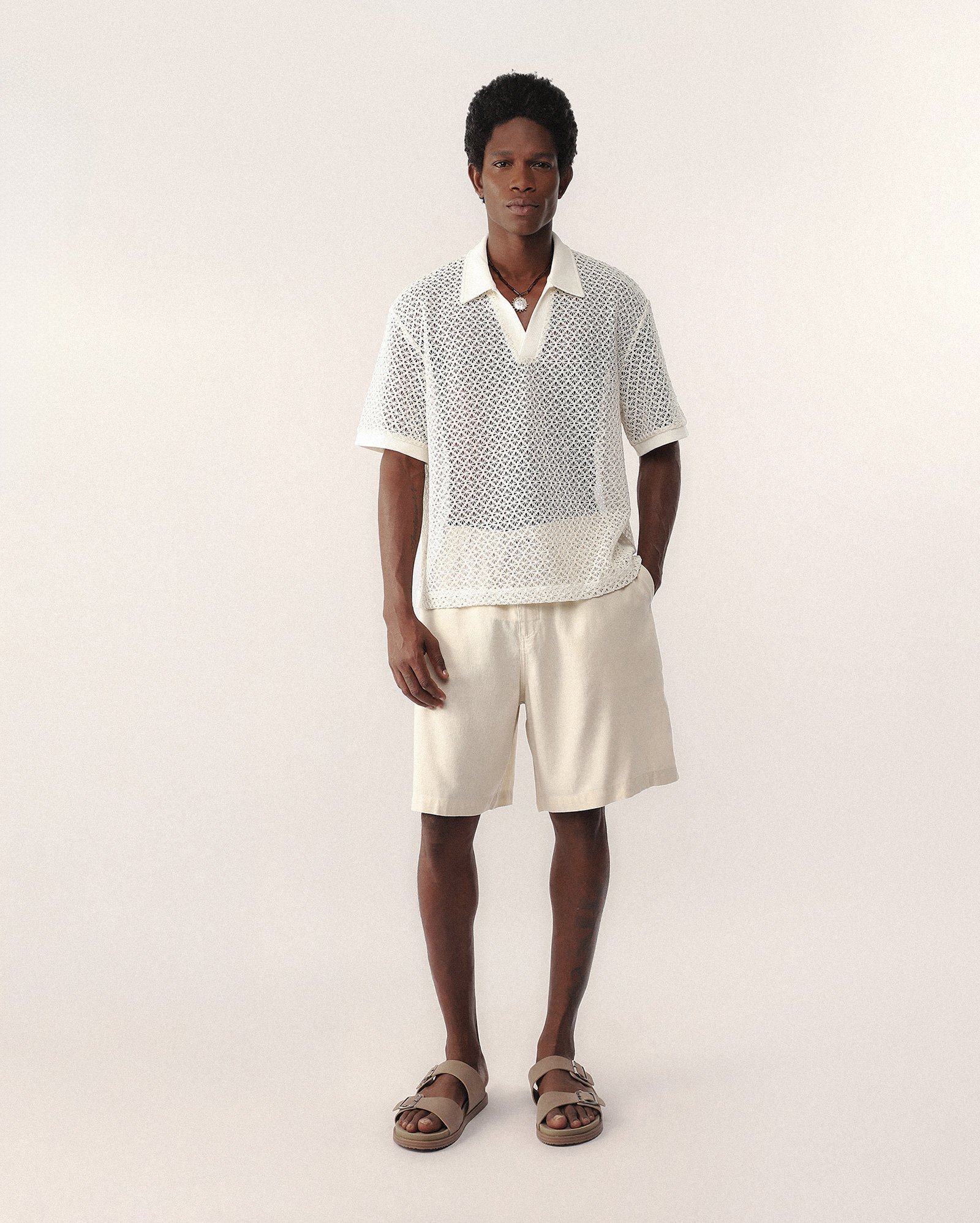 Polo boxy em crochê Helô Rocha - Off-white — foto 2