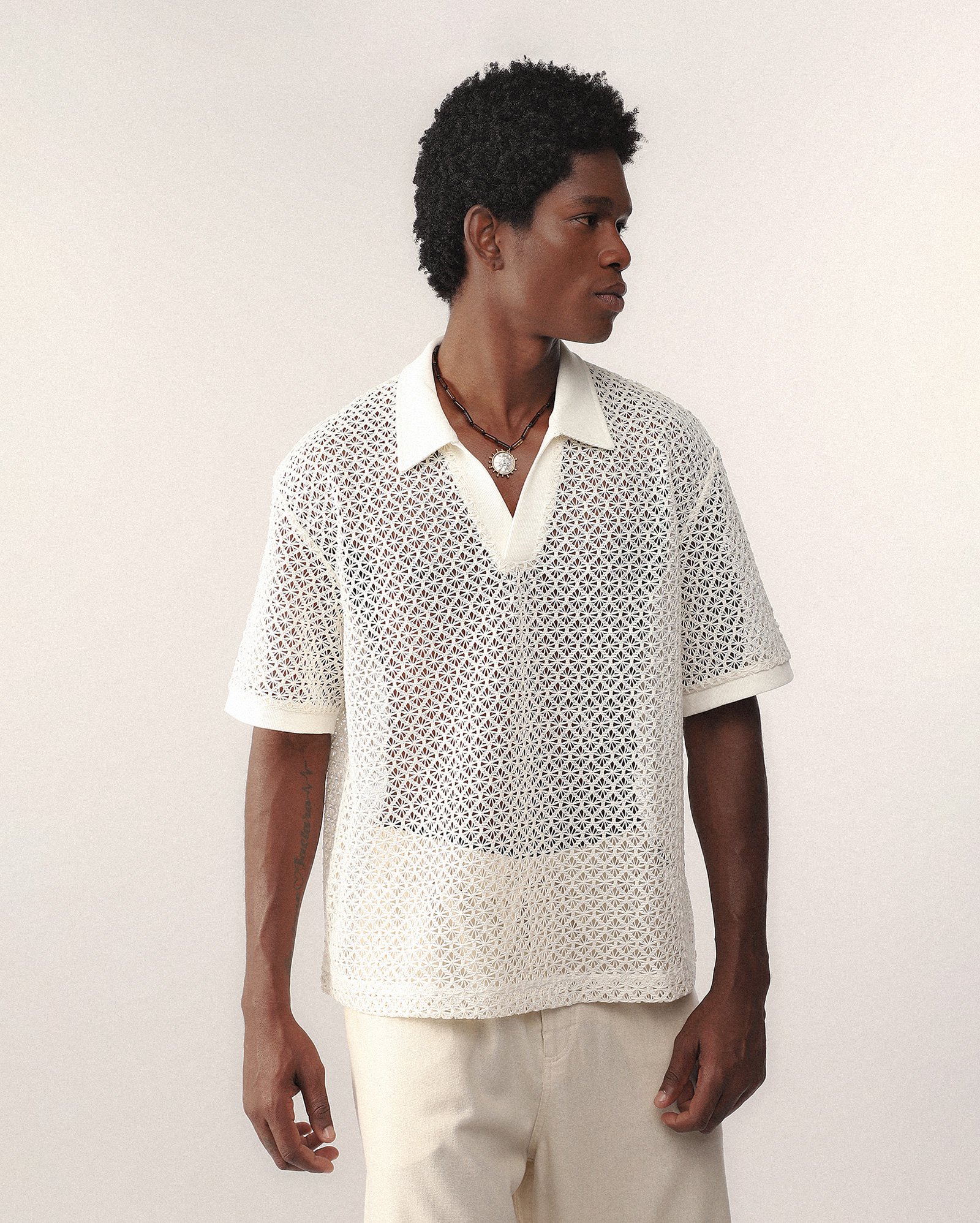 Polo boxy em crochê Helô Rocha - Off-white — foto 5