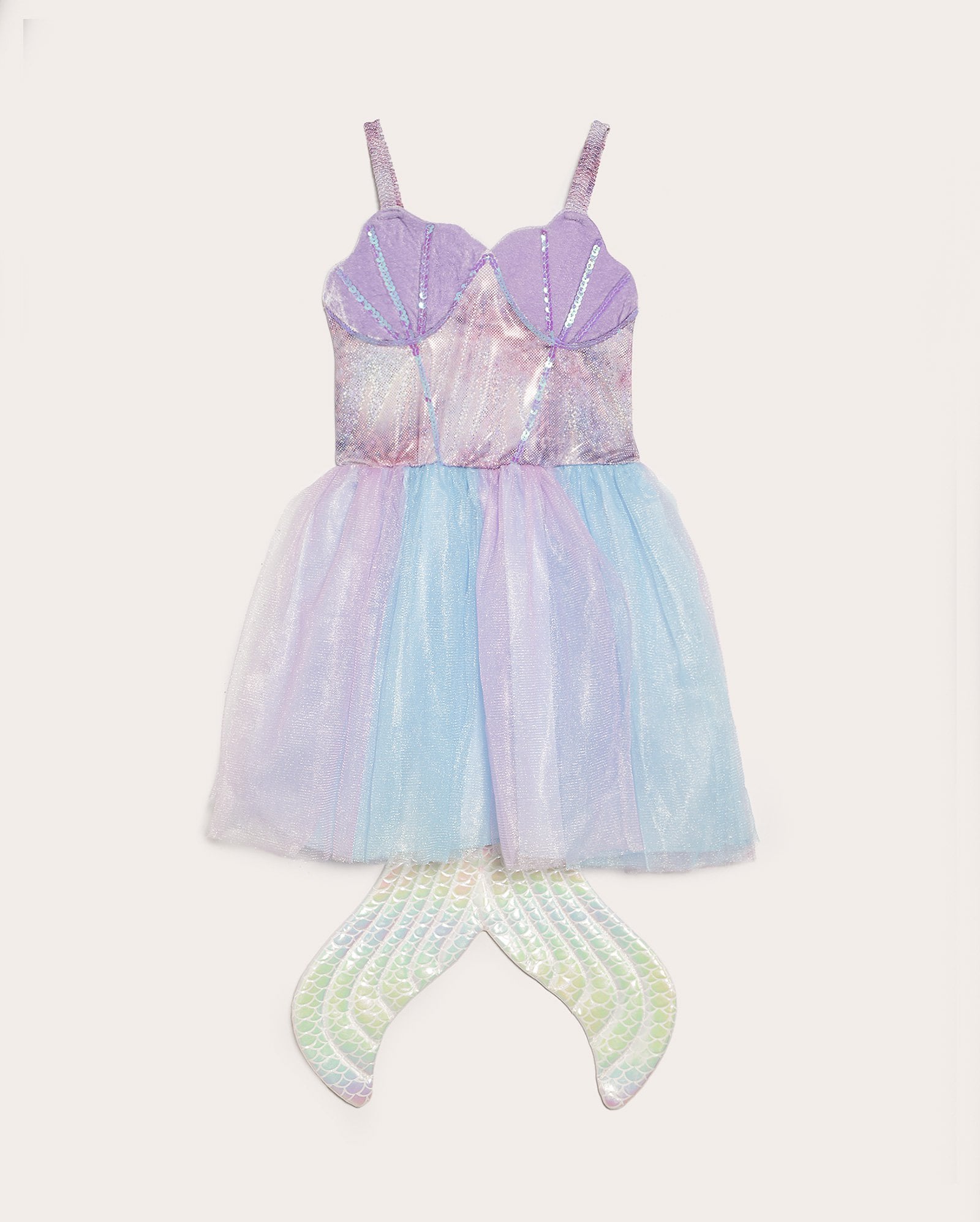 Vestido infantil em tule sereia com cauda 2-10A - multicor