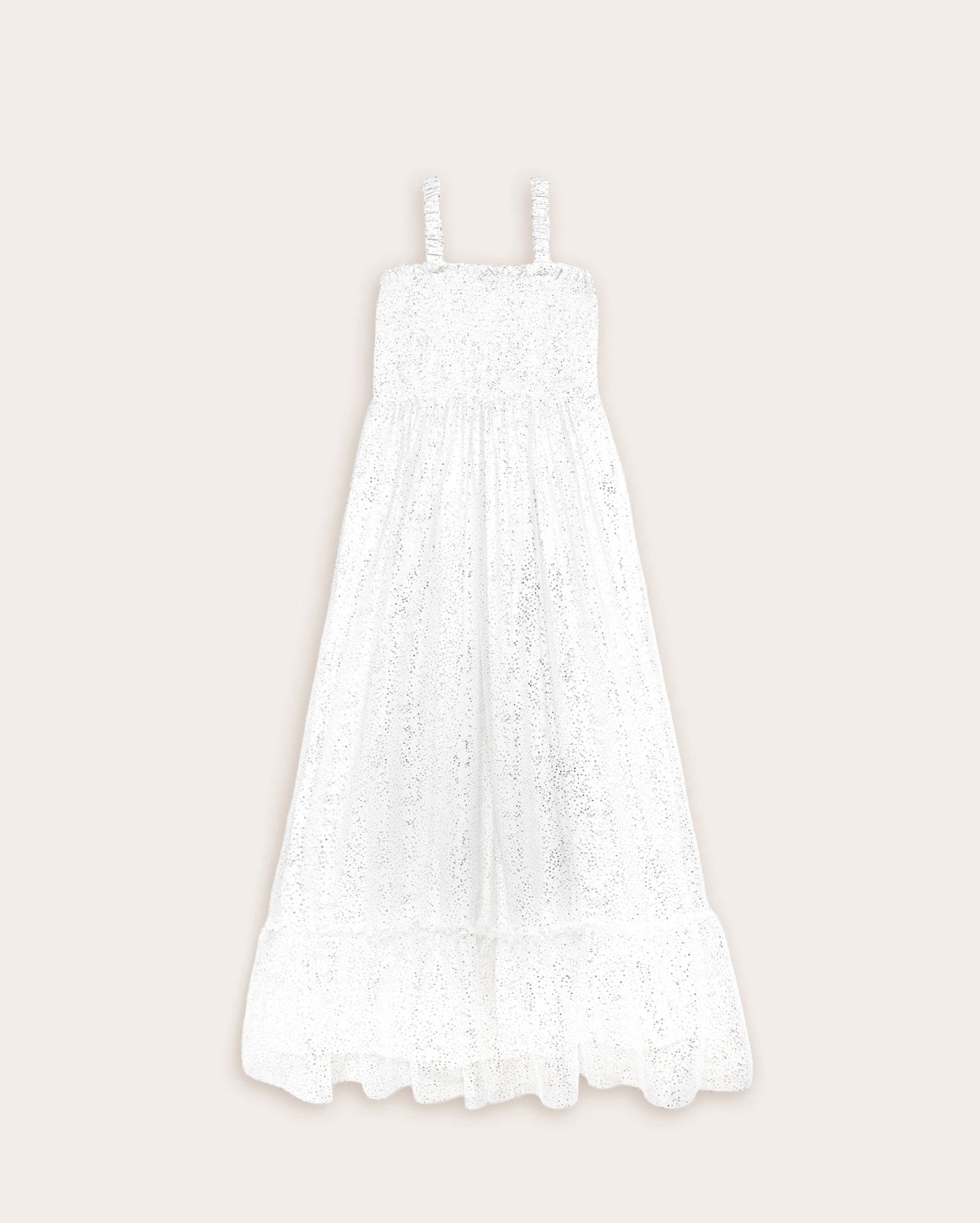 Vestido infantil com lastex pontos metalizados 4-10A- branco