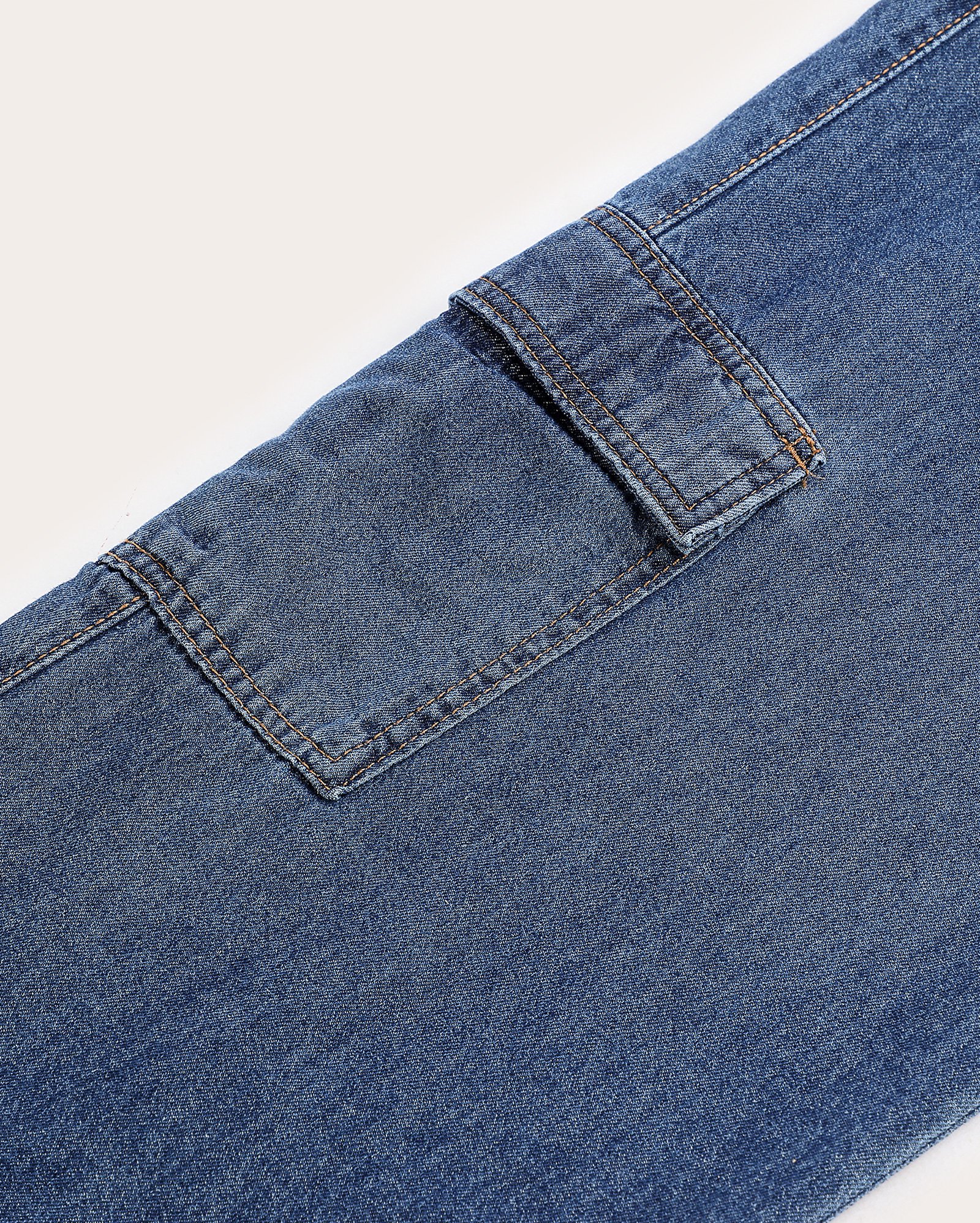 Calça jeans juvenil wide leg bolso cargo - denim escuro