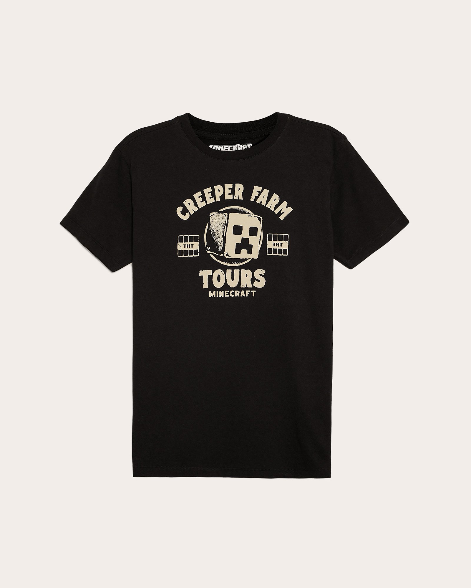 Camiseta juvenil regular Creeper - preta | Minecraft