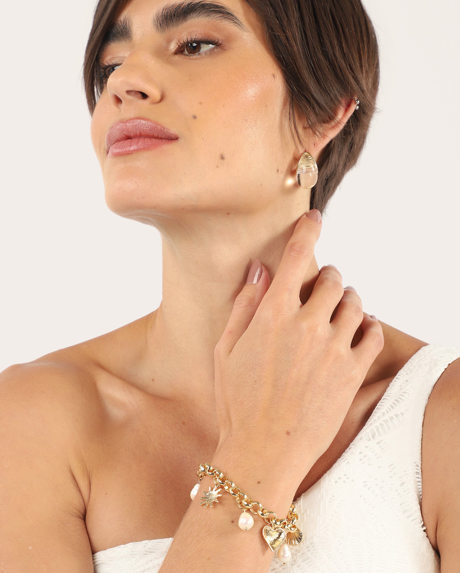 Pulseira feminina pingentes variados