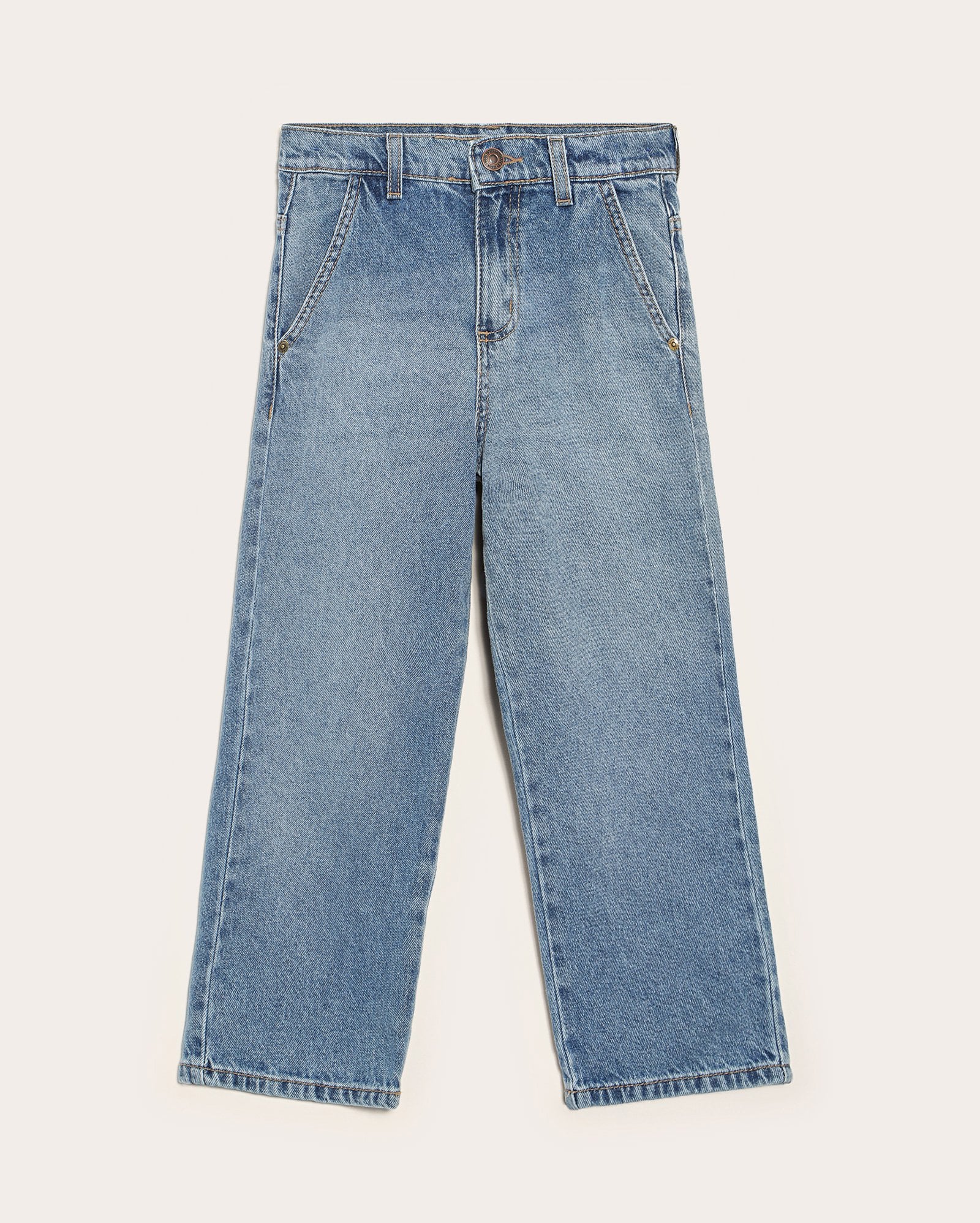 Calça jeans infantil reta estonada 4-10A - denim médio