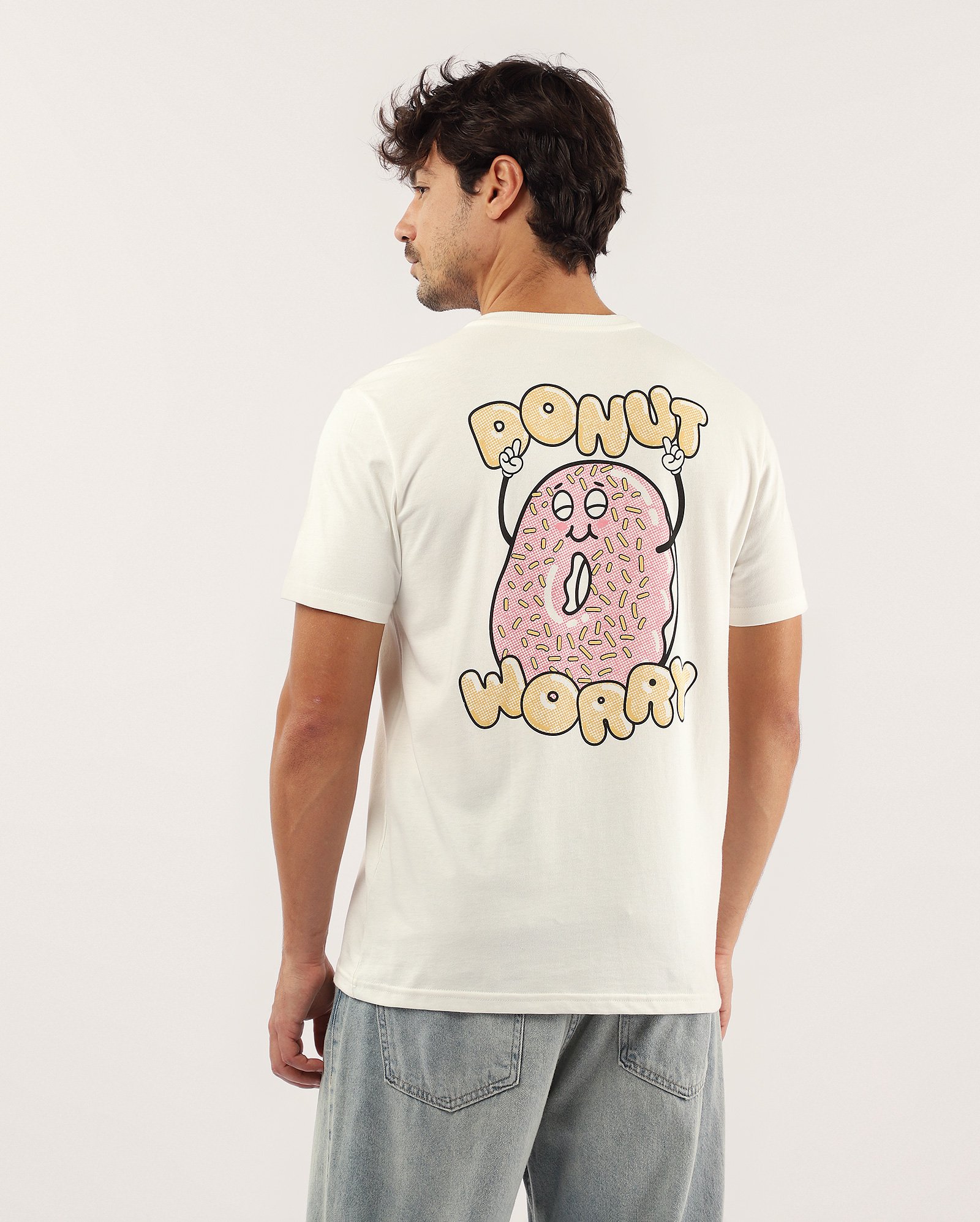 Camiseta masculina regular donut worry branca | FANLAB