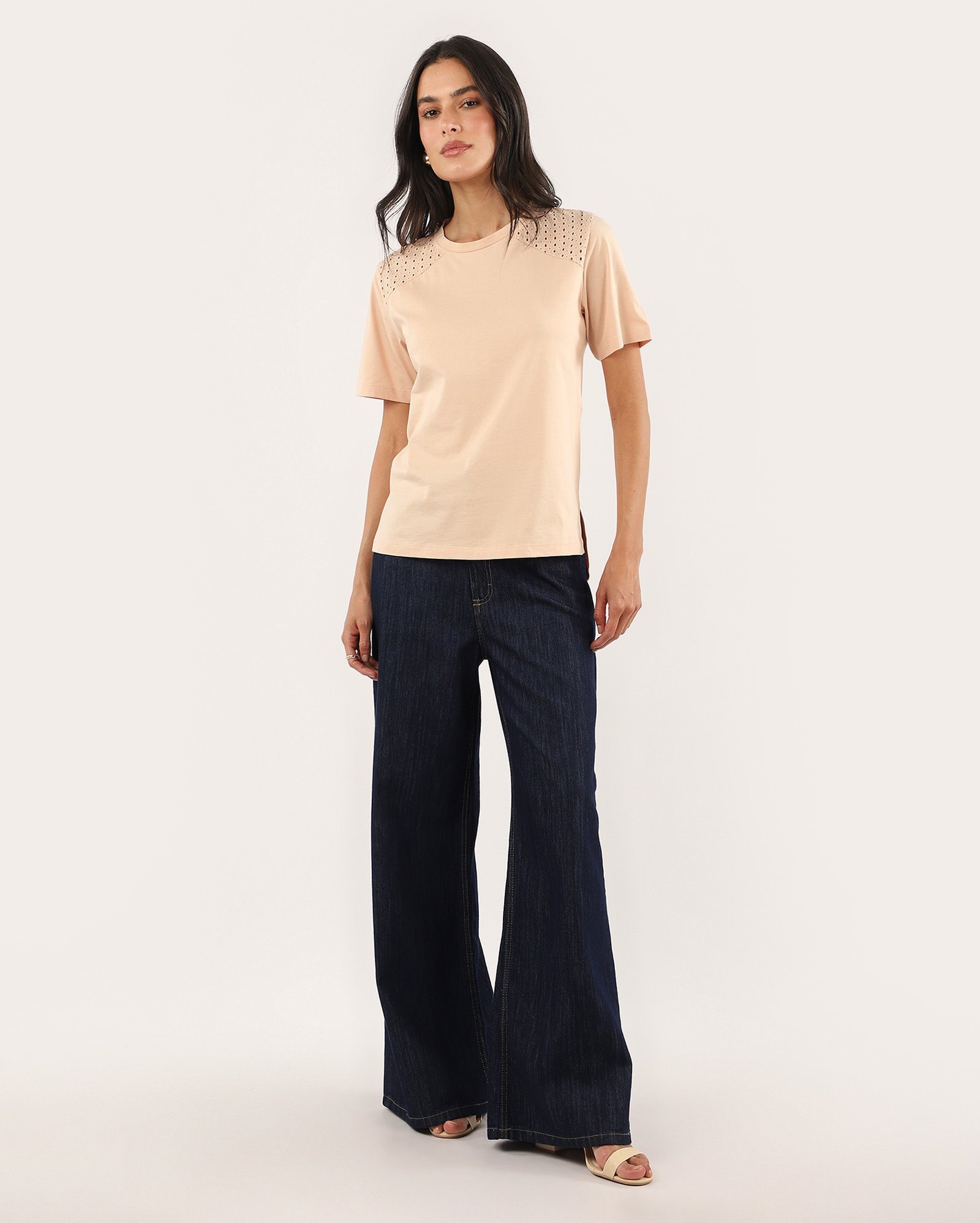 Blusa feminina ampla com detalhe laise - rosa — foto 2