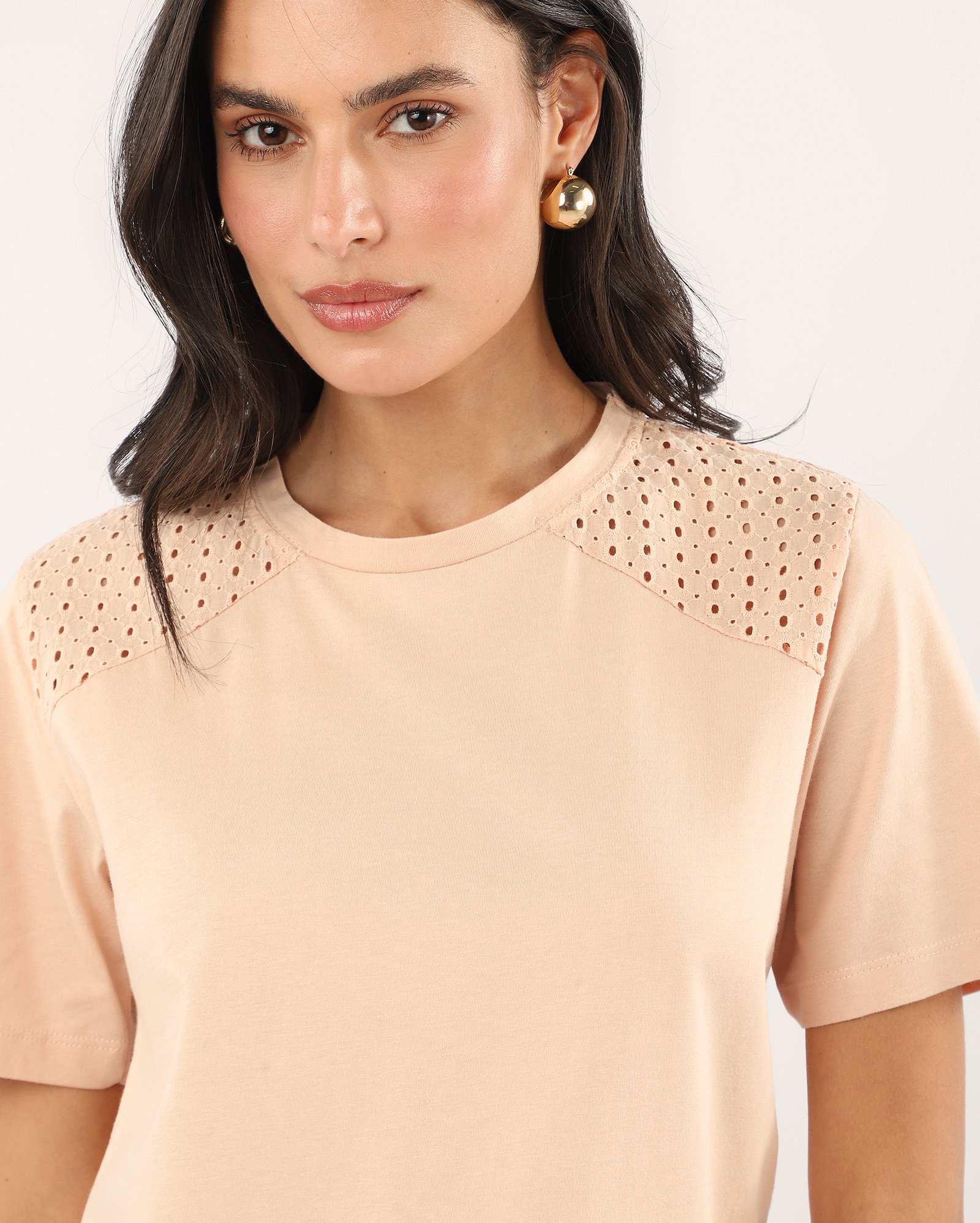 Blusa feminina ampla com detalhe laise - rosa — foto 3