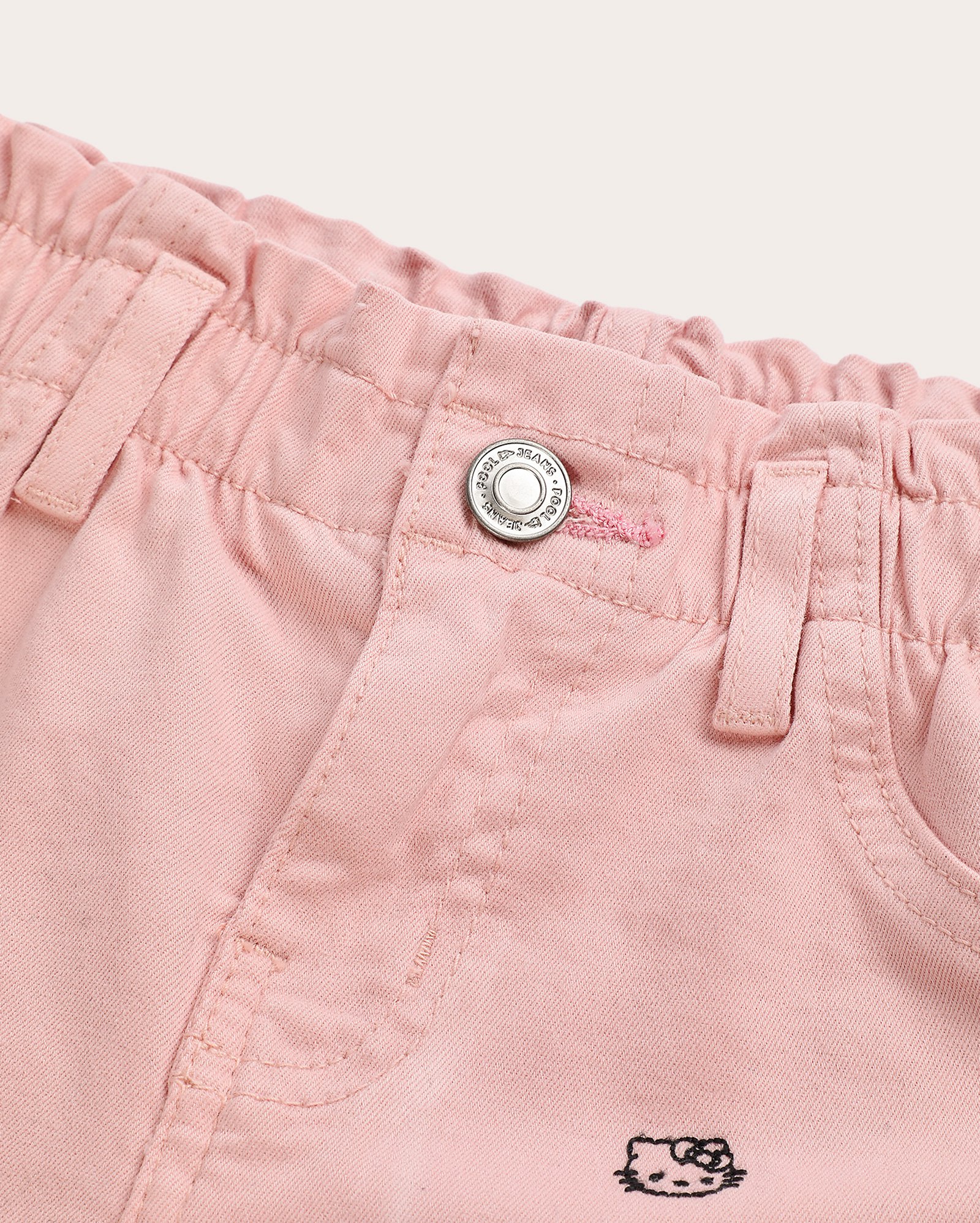 Short sarja infantil baggy bordado Hello Kitty 4-10A - rosa | Sanrio