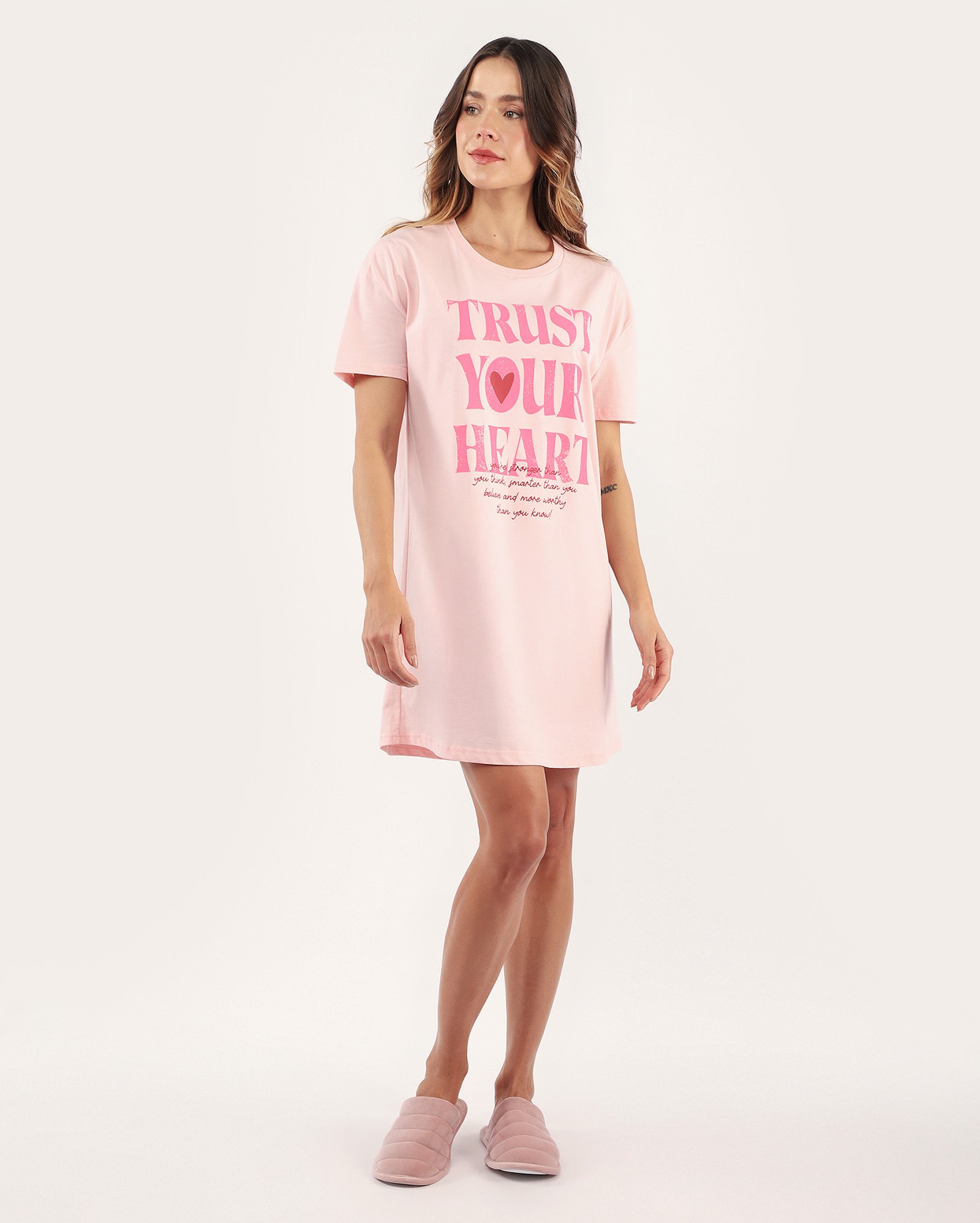 Camisola curta trust your heart rosa
