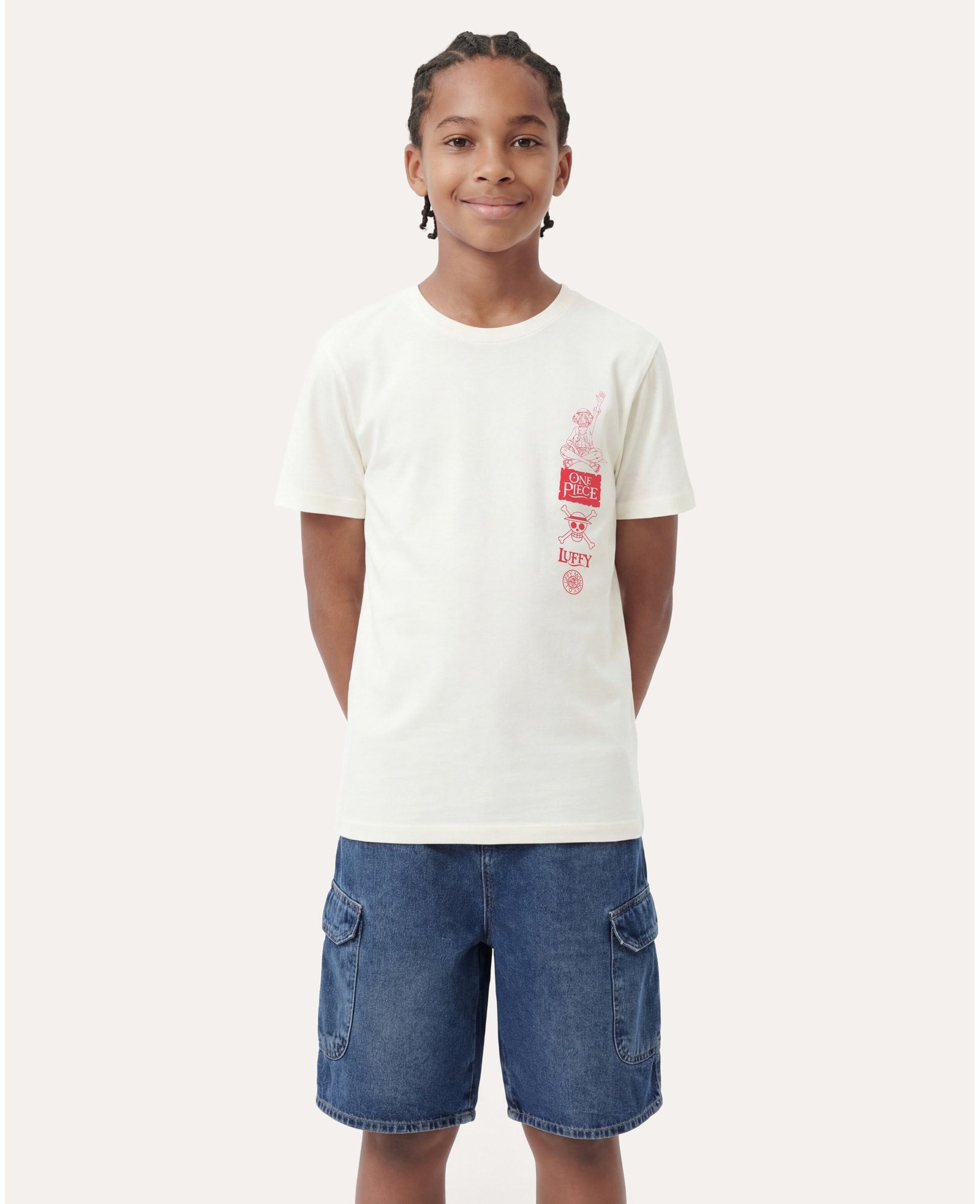 Camiseta juvenil regular Luffy - off-white | One Piece