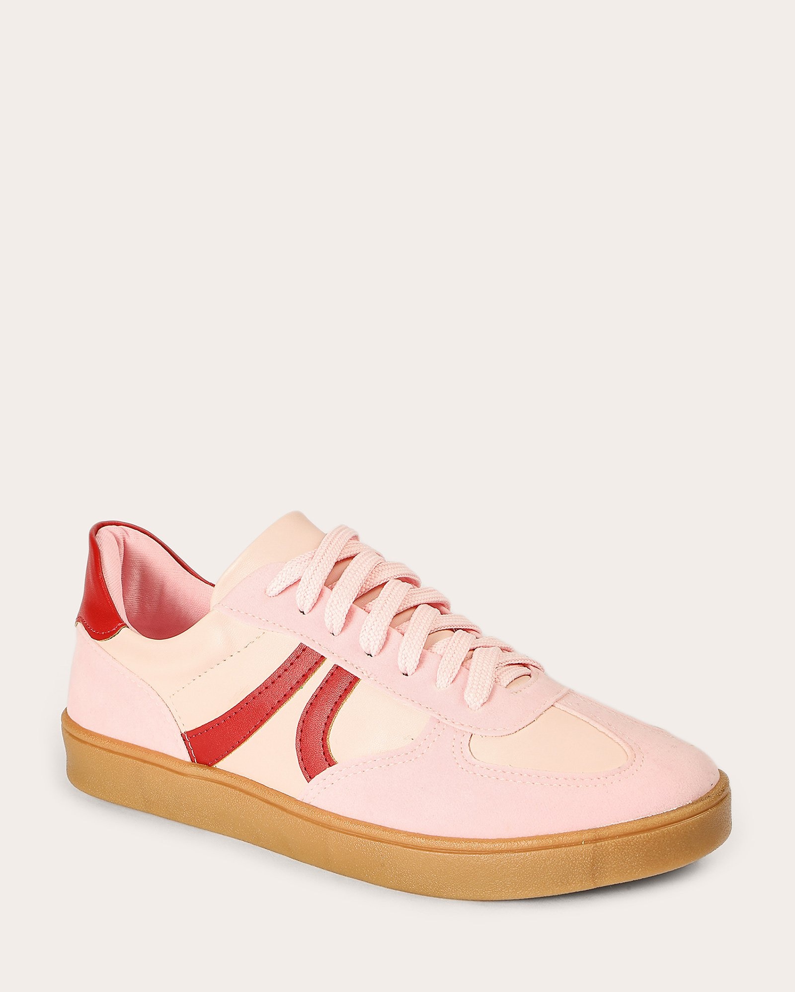Tênis feminino cano baixo camurça com recortes rosa