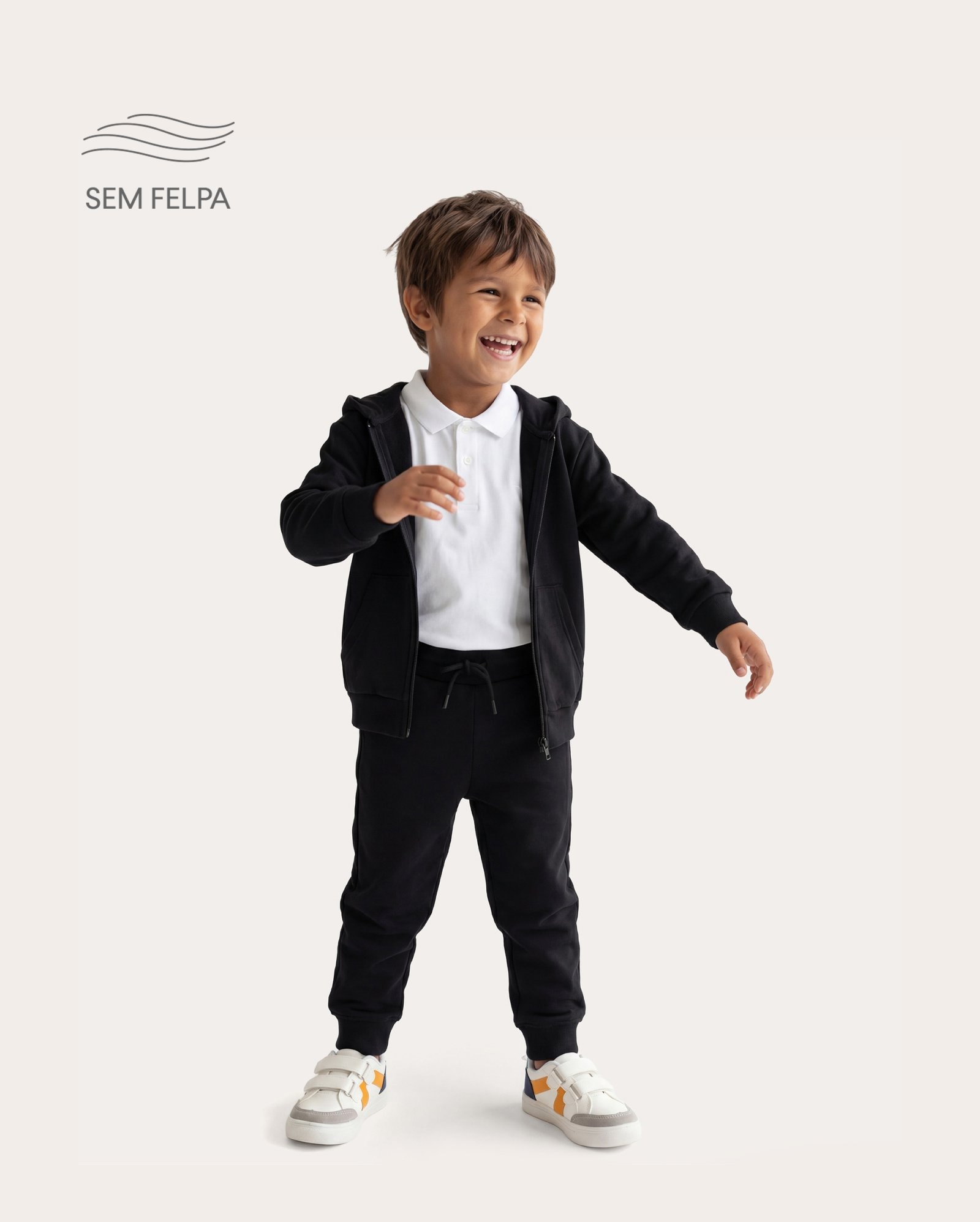 Calça de moletom infantil jogger sem felpa 1-6A - Preto