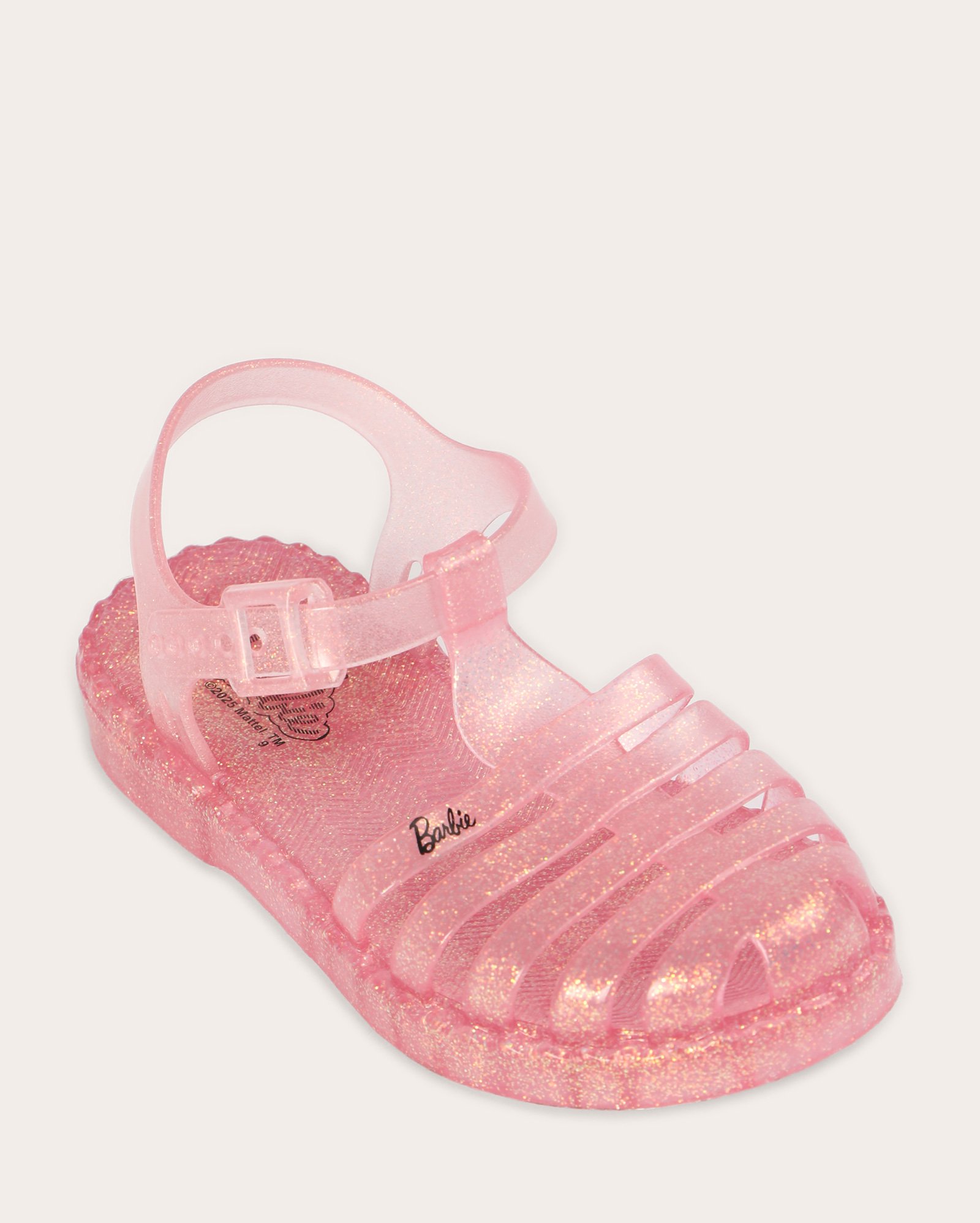 Sandália rasteira infantil Barbie glitter rosa | Grendene