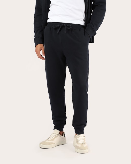 Calça de moletom masculina jogger básica - Azul Escuro