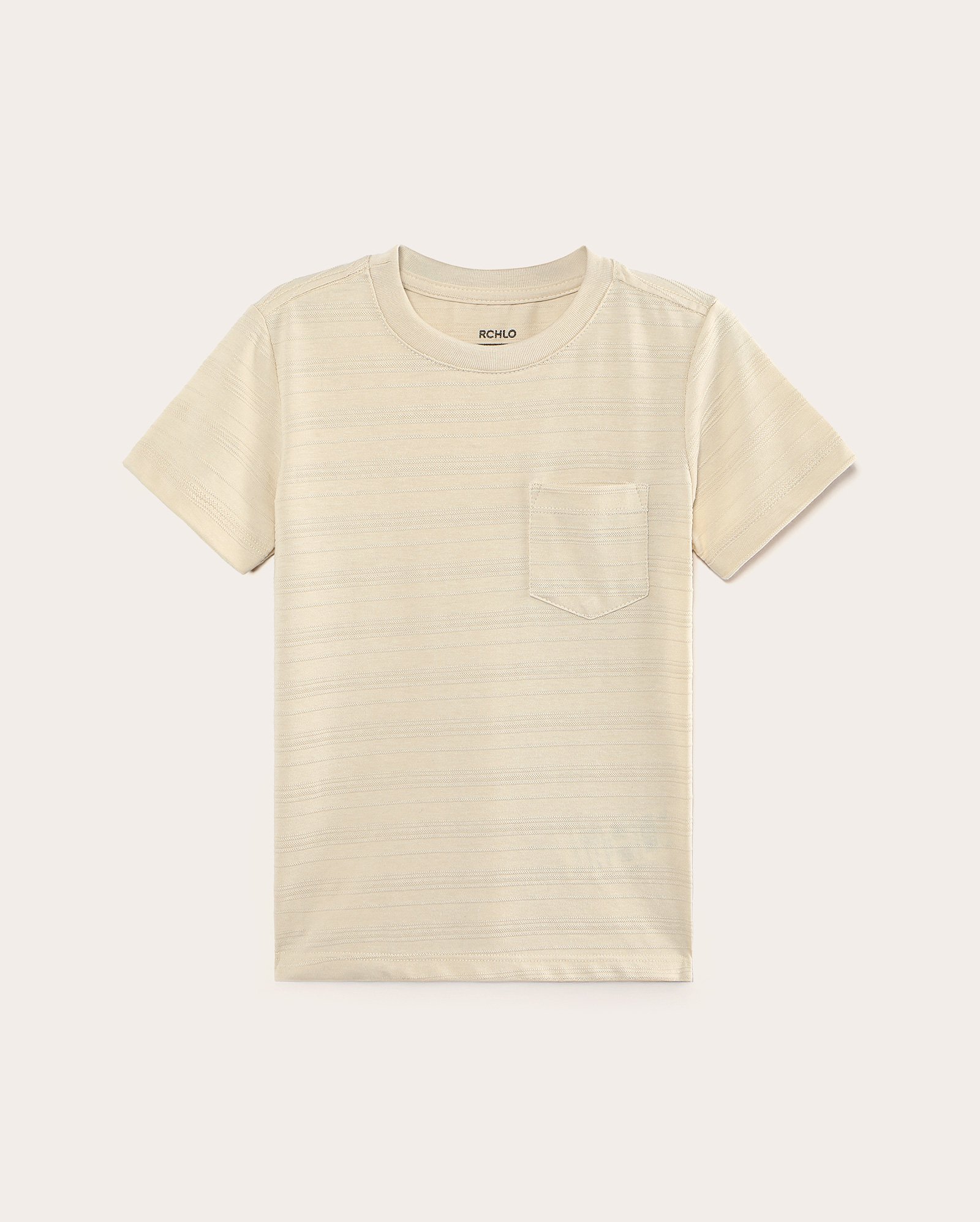 Camiseta infantil texturizada com bolso 4-10A - bege