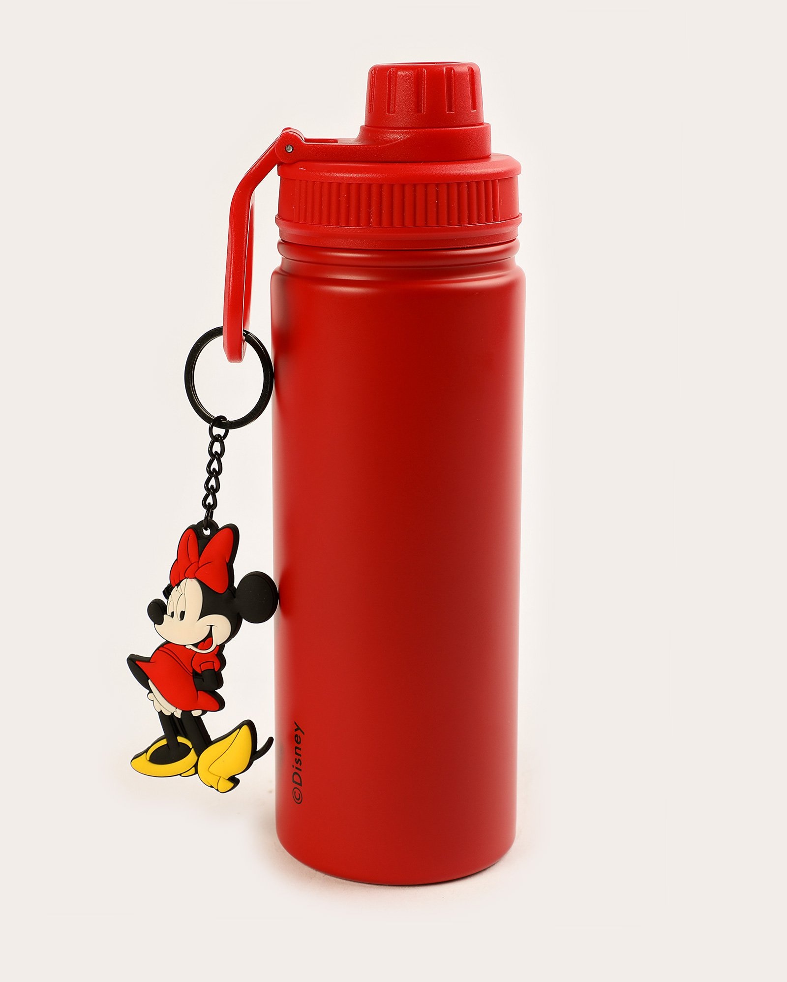 Garrafa squeeze de metal 750ml + chaveiro Minnie vermelha | Disney