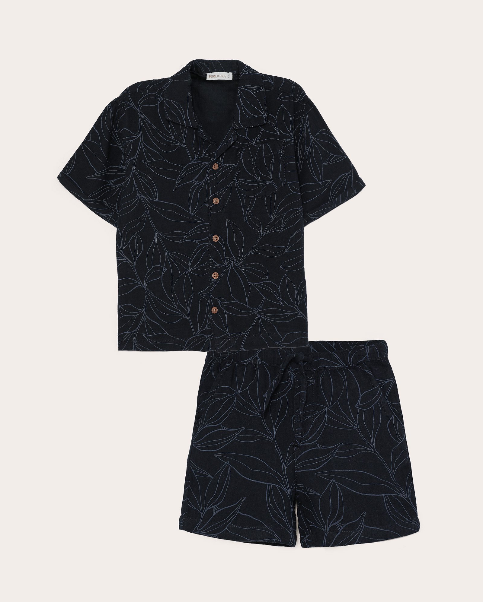 Conjunto infantil curto estampa floral 1-4A - azul