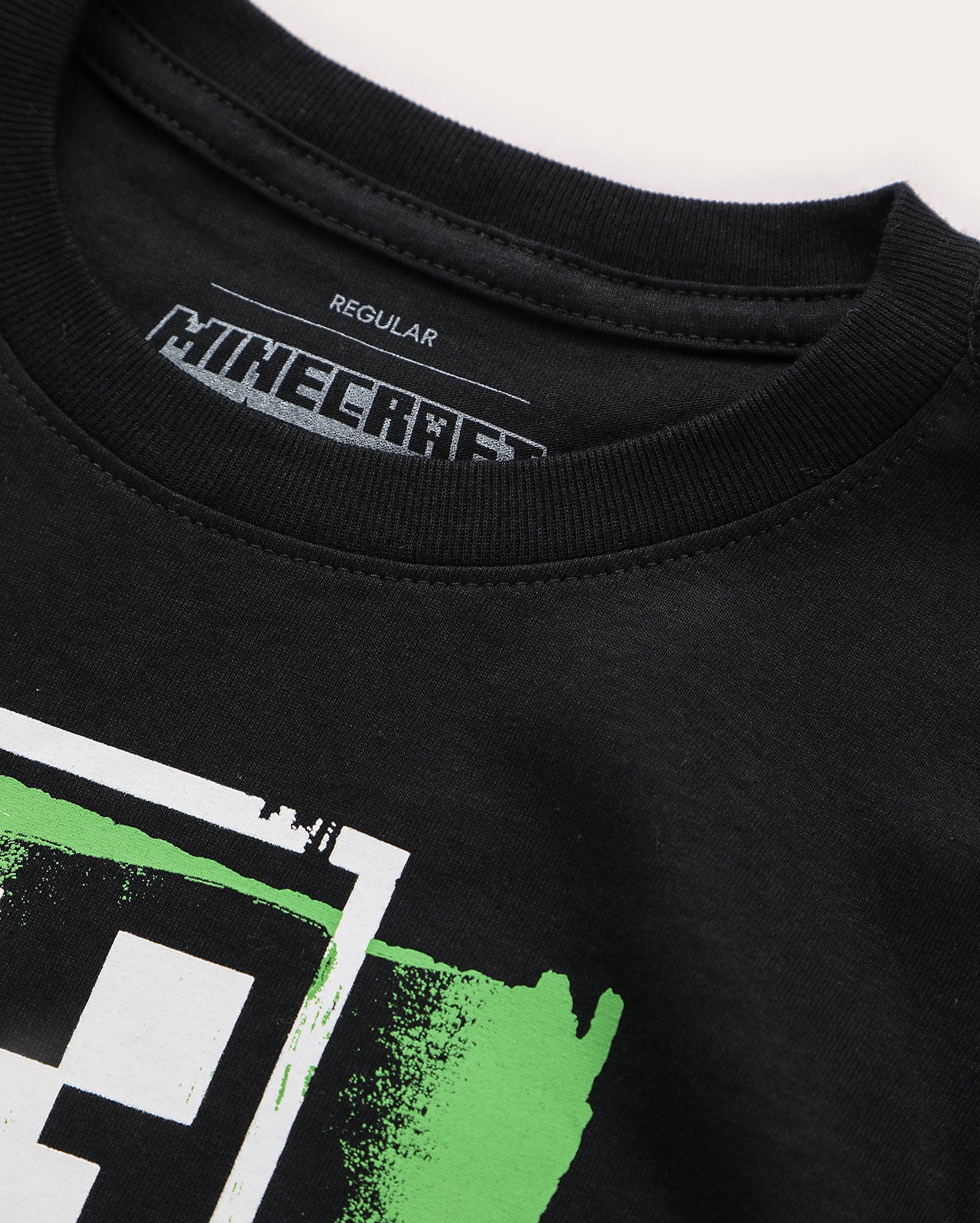 Camiseta infantil regular Creeper 4-10A - preta | Minecraft