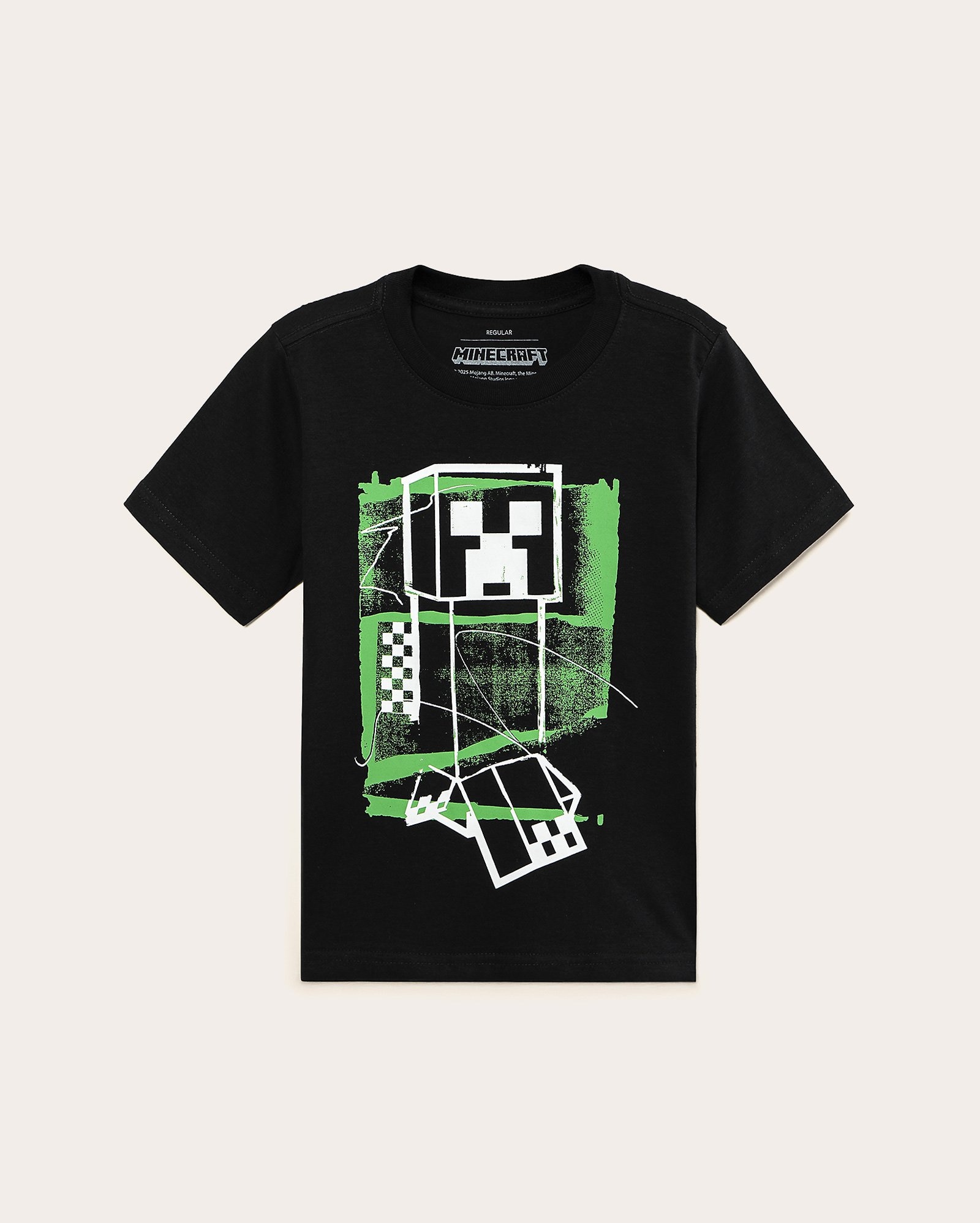 Camiseta infantil regular Creeper 4-10A - preta | Minecraft