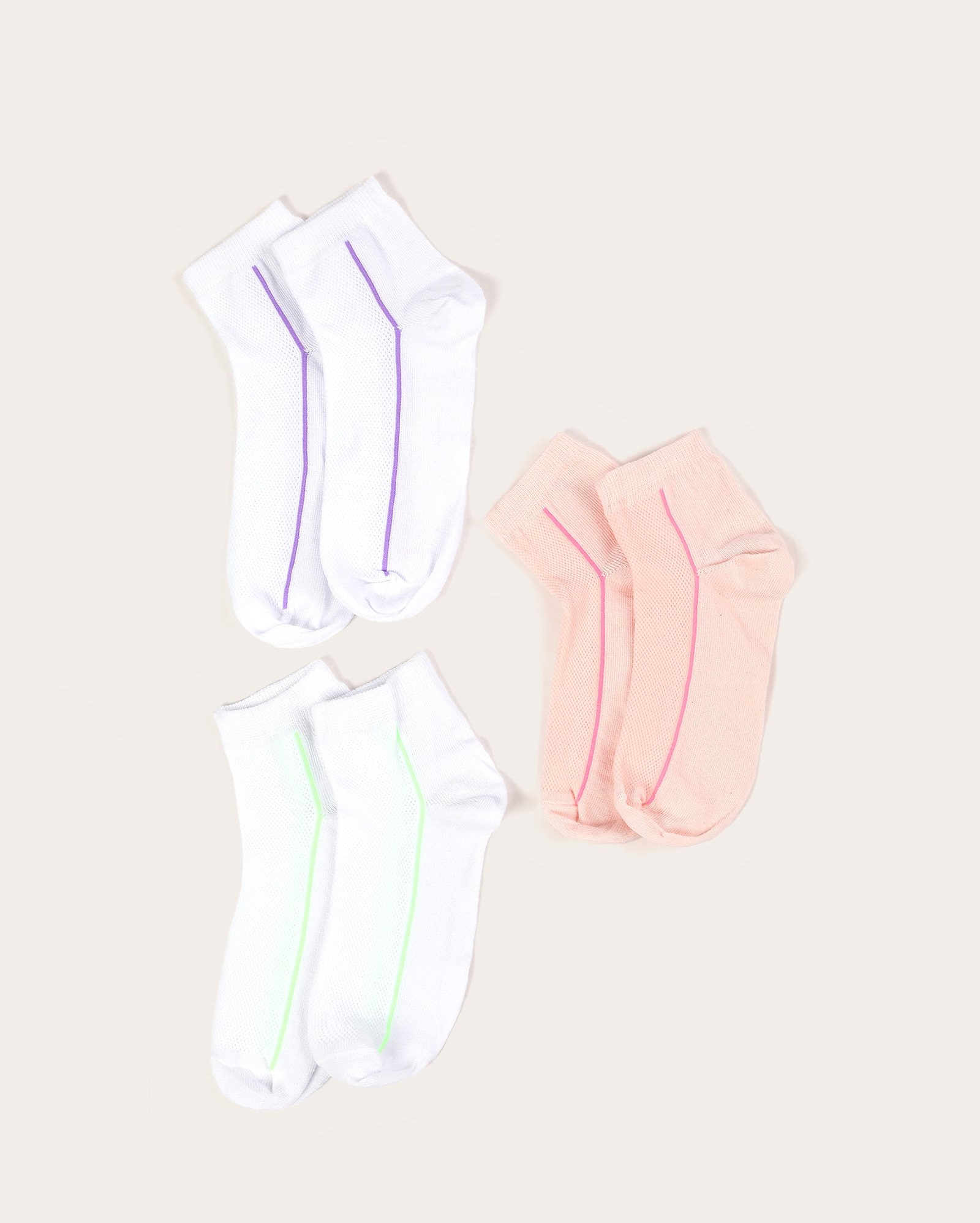 Kit meia feminina 3 peças cano curto multicor | Selene