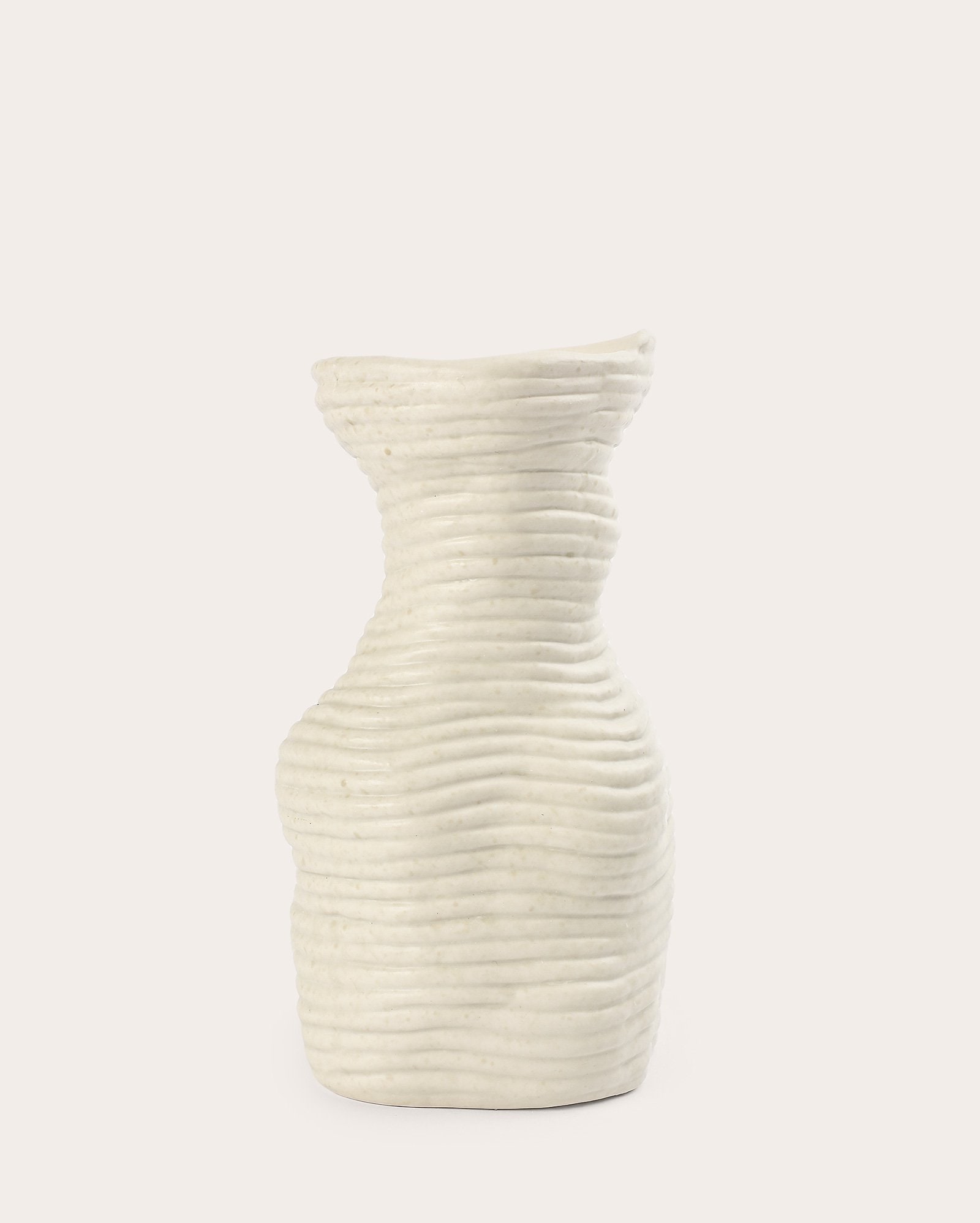 Vaso de cerâmica orgânico Striped 23cm bege Casa Riachuelo