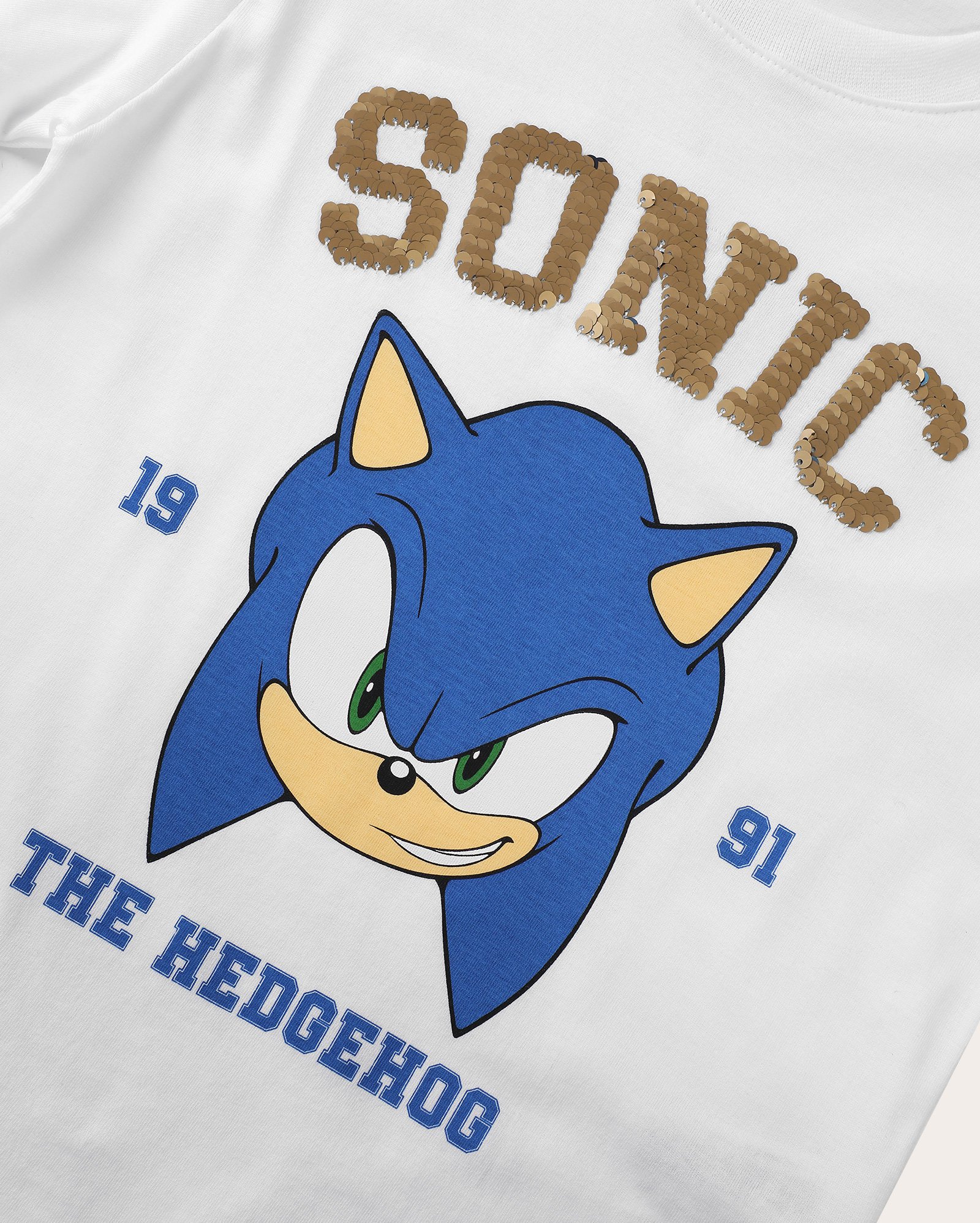 Camiseta infantil Sonic paetê interativo 4-10A branca | SEGA