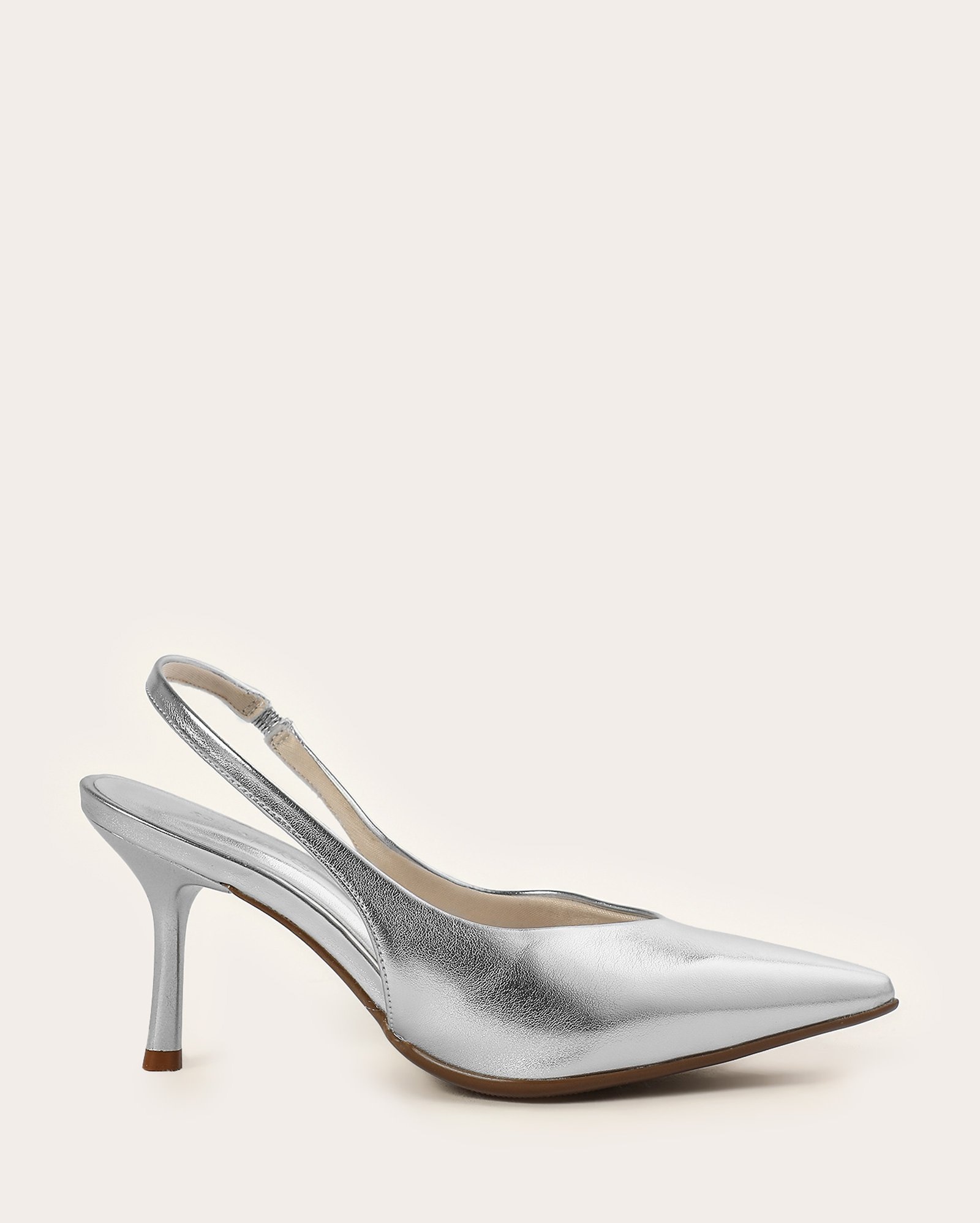 Sapato scarpin slingback bico fino - Prateado