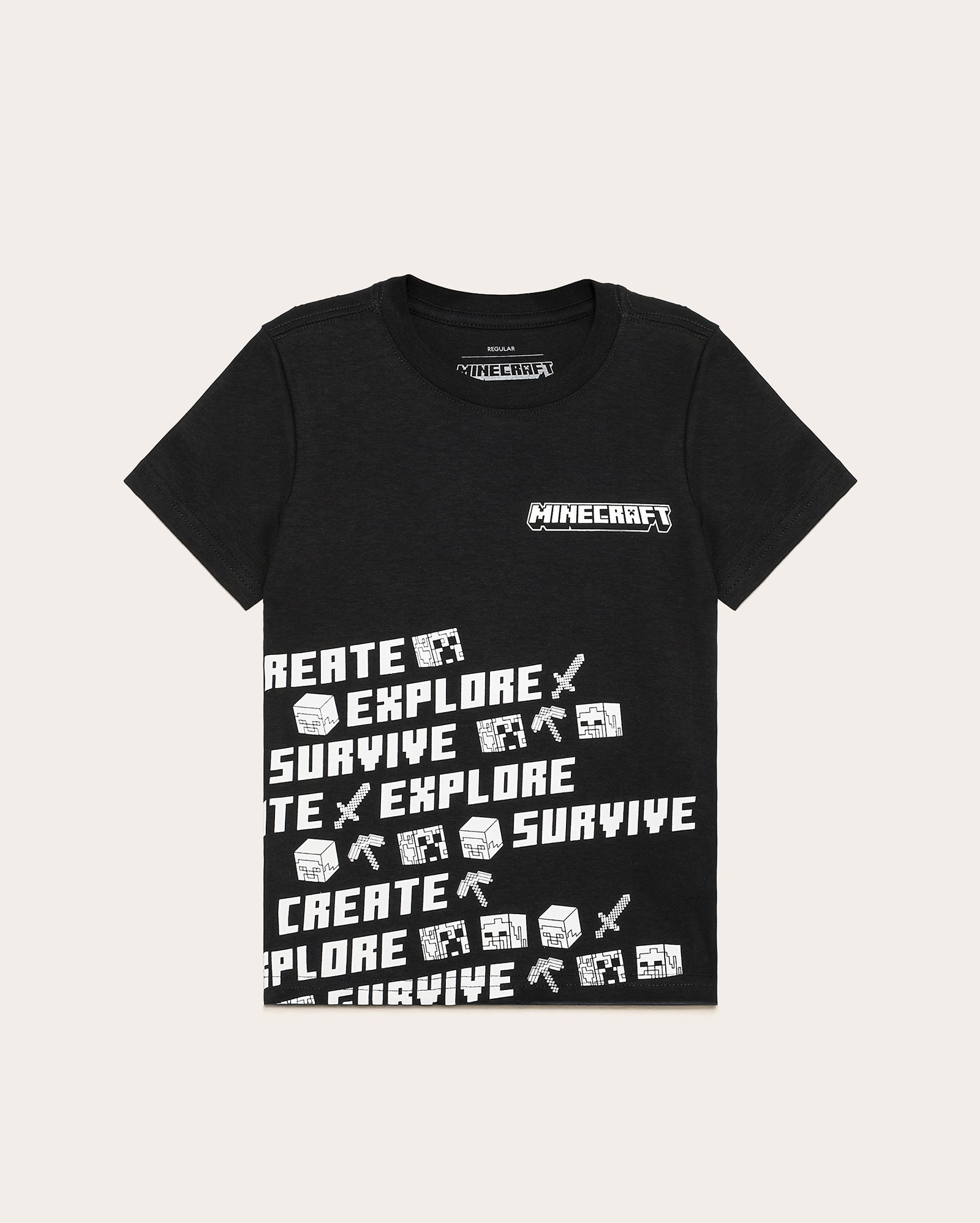 Camiseta infantil lettering 4-10A - preta | Minecraft