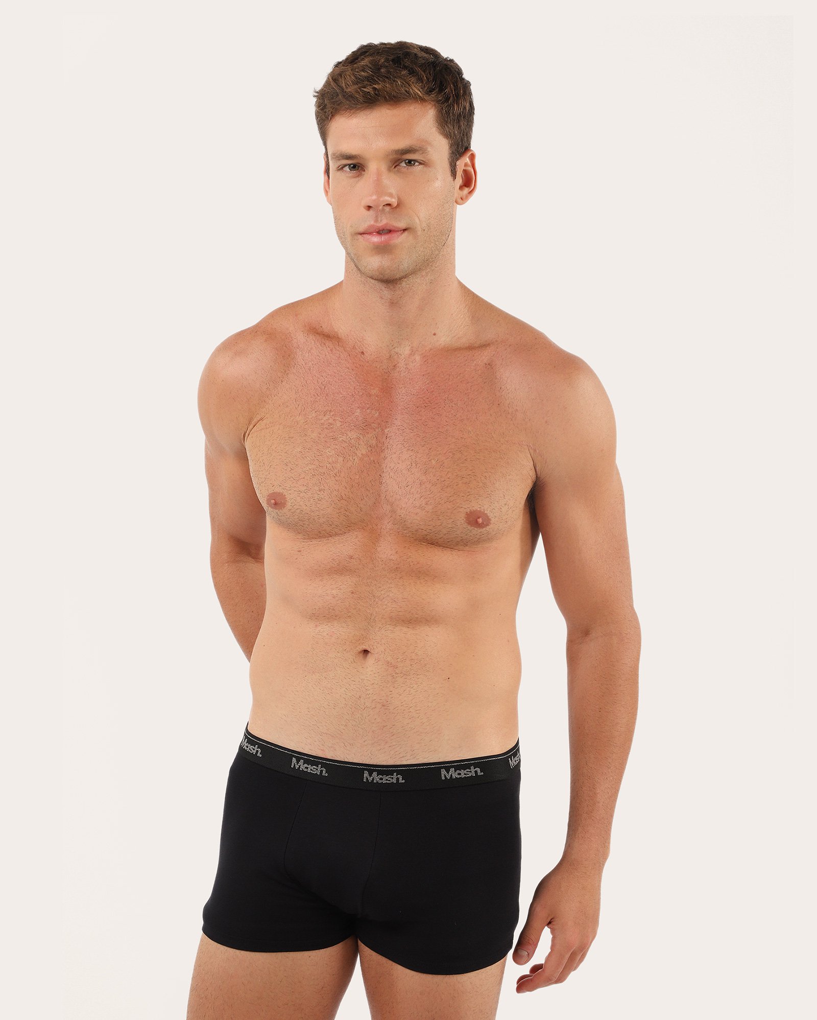 Cueca boxer masculina sem costura com elástico - preta | Mash